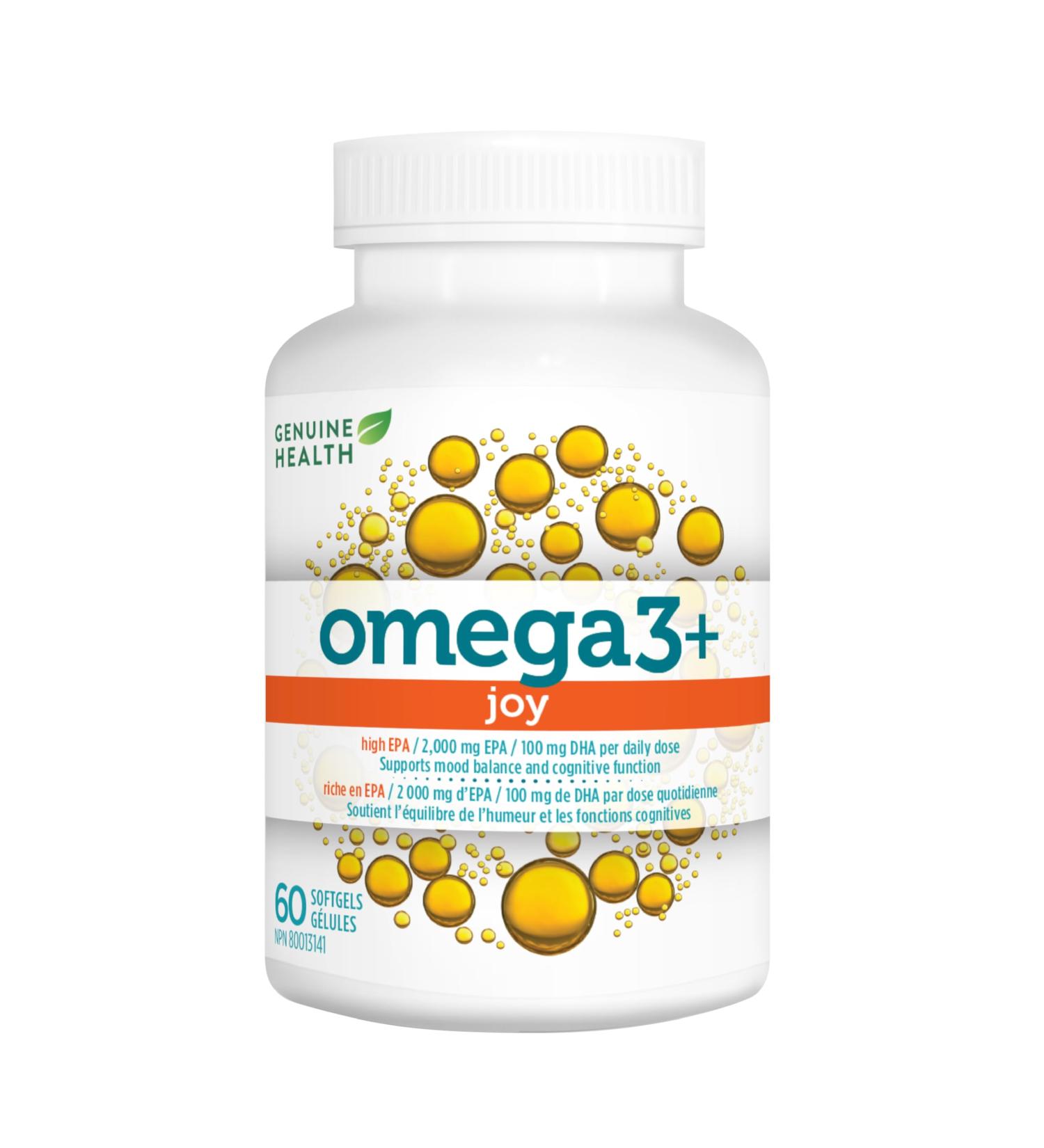 Genuine Health Omega3+ Joy 60 softgels 2000mg EPA 100mg DHA Supports healthy daily mood balance Wild-caught Non-GMO 60 count (Pack of 1) - Buy Online on SooperMarket.com