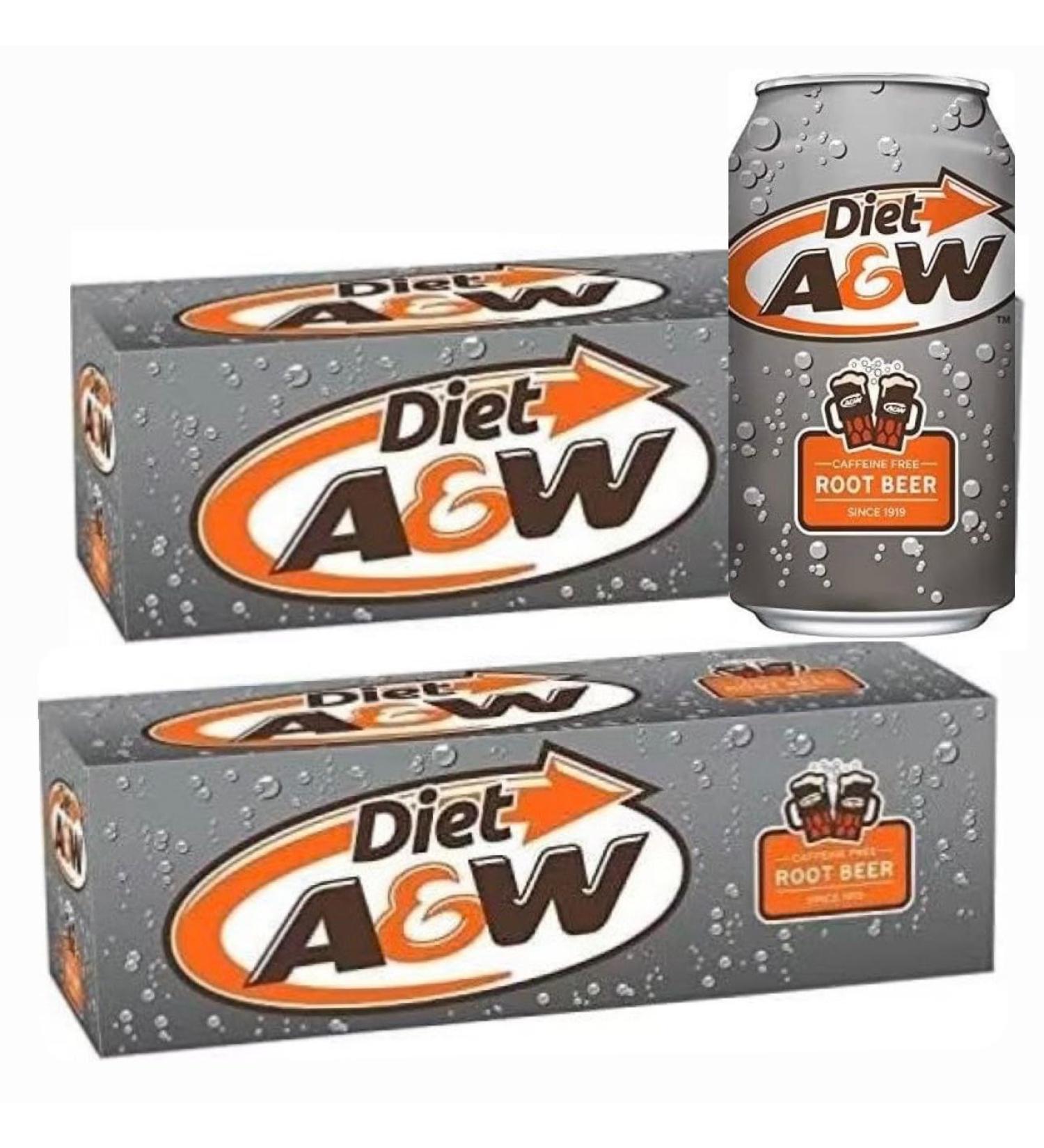 A&W Diet Root Beer (PACK OF 24) - BOX OF 12 X 2 - Caffeine Free. - Buy Online on SooperMarket.com