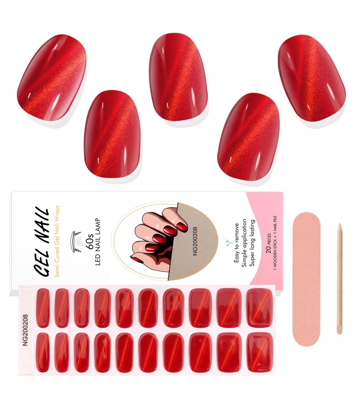 EBANKU 20 PCS Semi Cured Gel Nail Strips Full Wraps Adhesive Stickers with File - #5 - Buy Online on SooperMarket.com