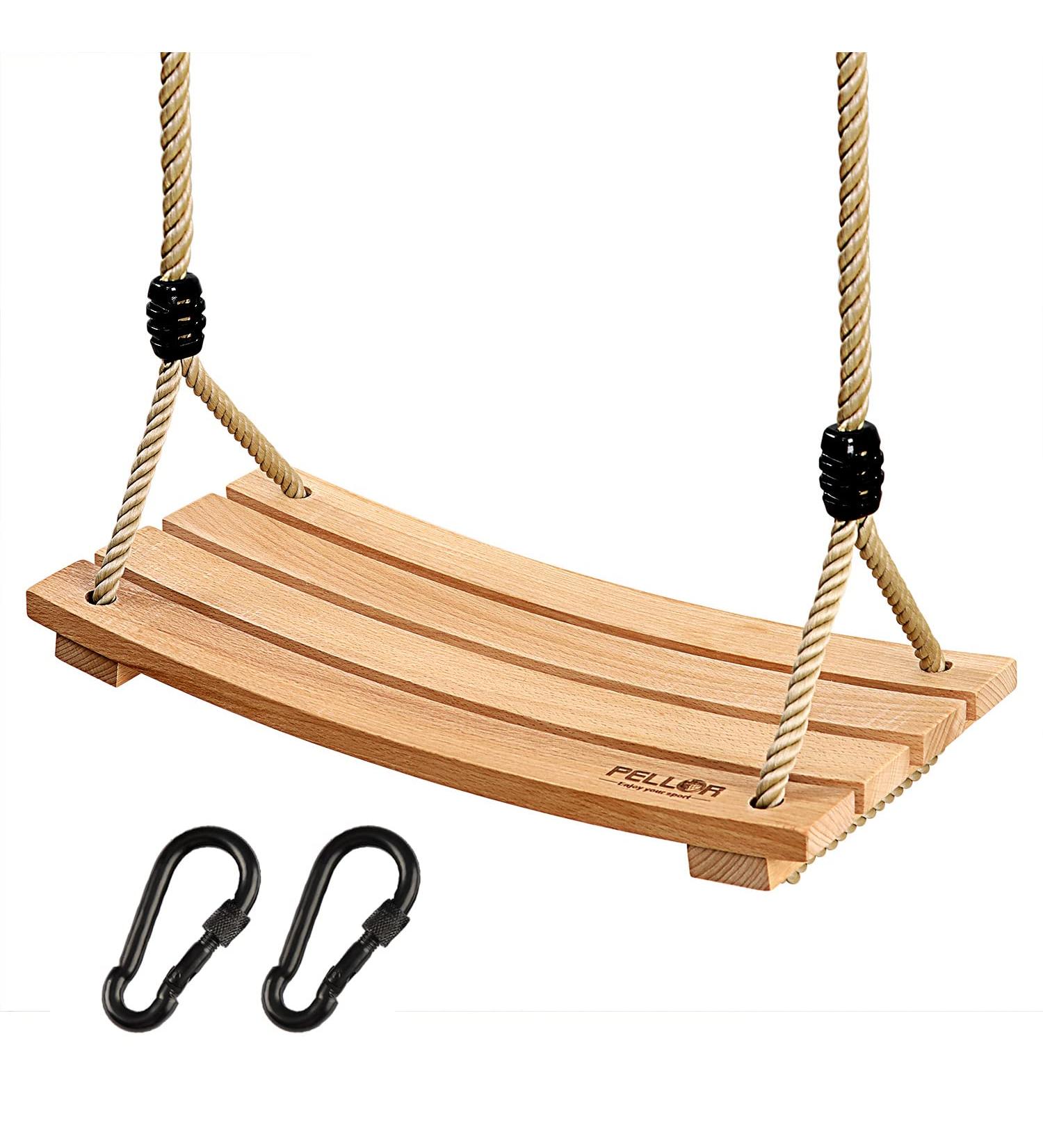 Pellor Beech Wood Tree Swing Seat for Adult Kids - Indoor/Outdoor Hanging Swing Chair in Beige - Buy Online on SooperMarket.com