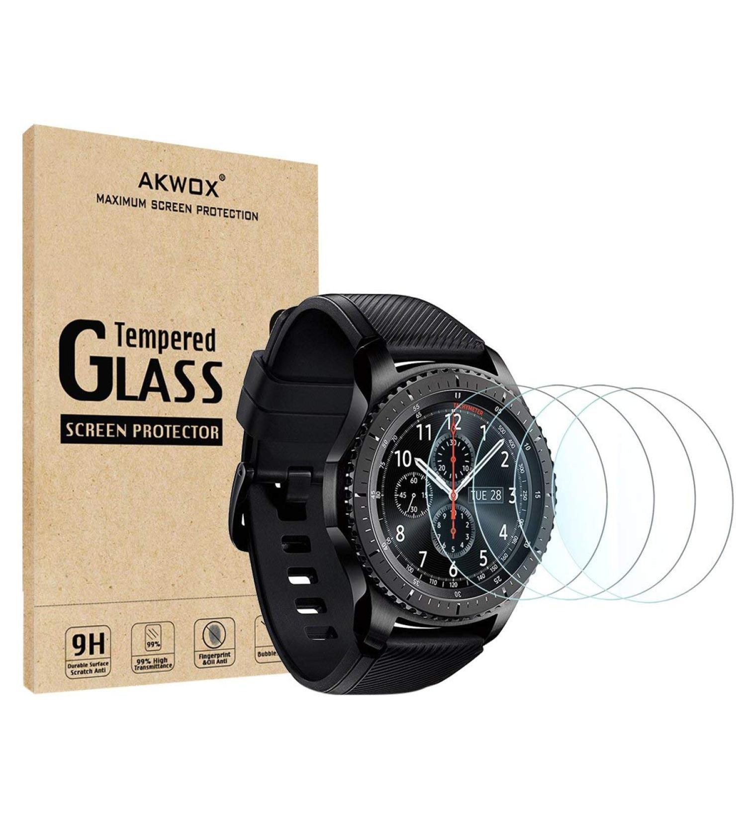 4-Pack Gear S3 Tempered Glass Screen Protector - Akwox Clear Protective Film for Samsung Gear S3 Frontier/Classic 1.3 Inch Smart Watch - Buy Online on SooperMarket.com