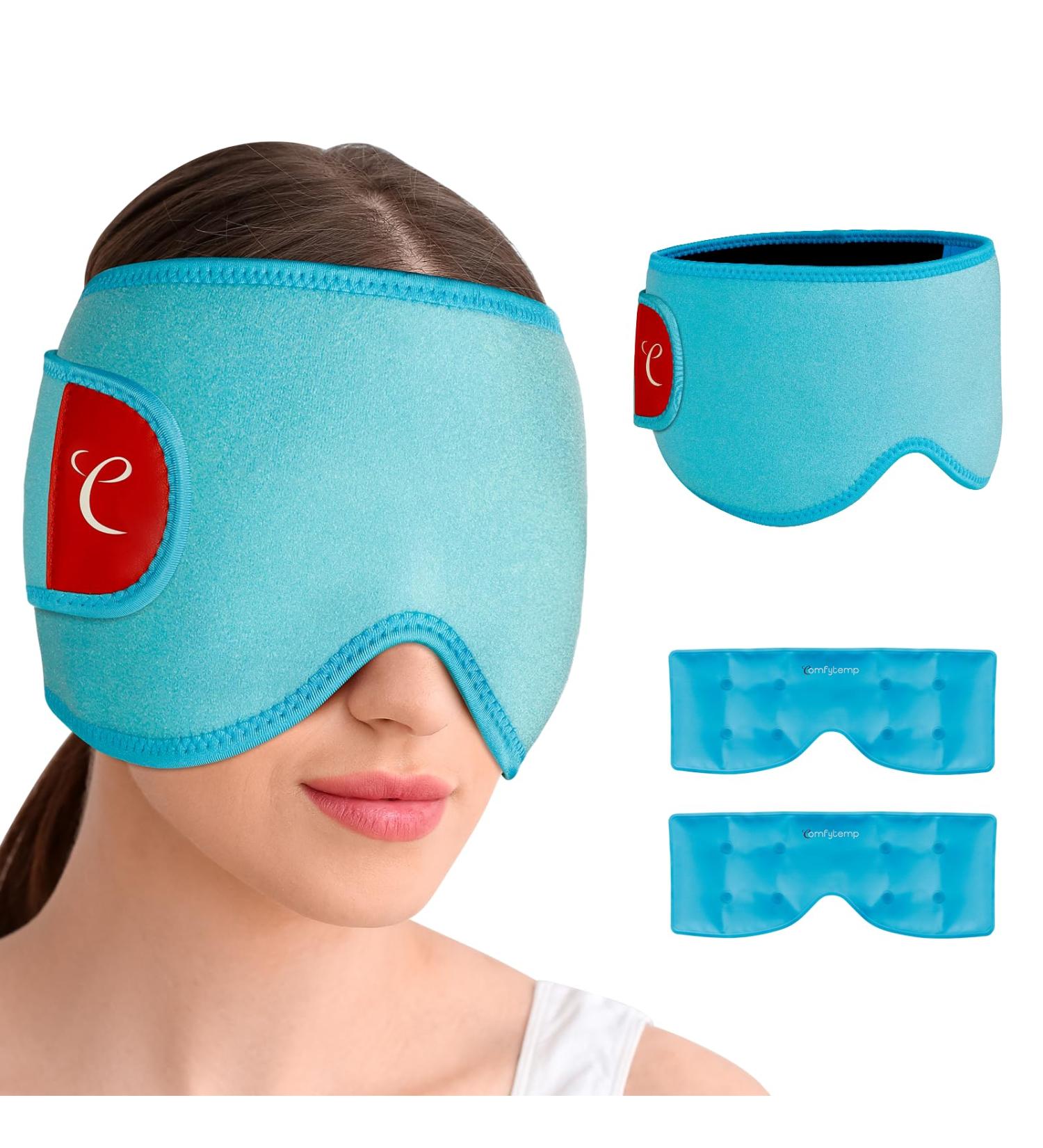 ComfyTemp Cool Sleep Mask with Gel Pads - Alleviate Dark Circles Headaches & Fever | 2-Pack Eye Compress for Men & Women - Buy Online on SooperMarket.com