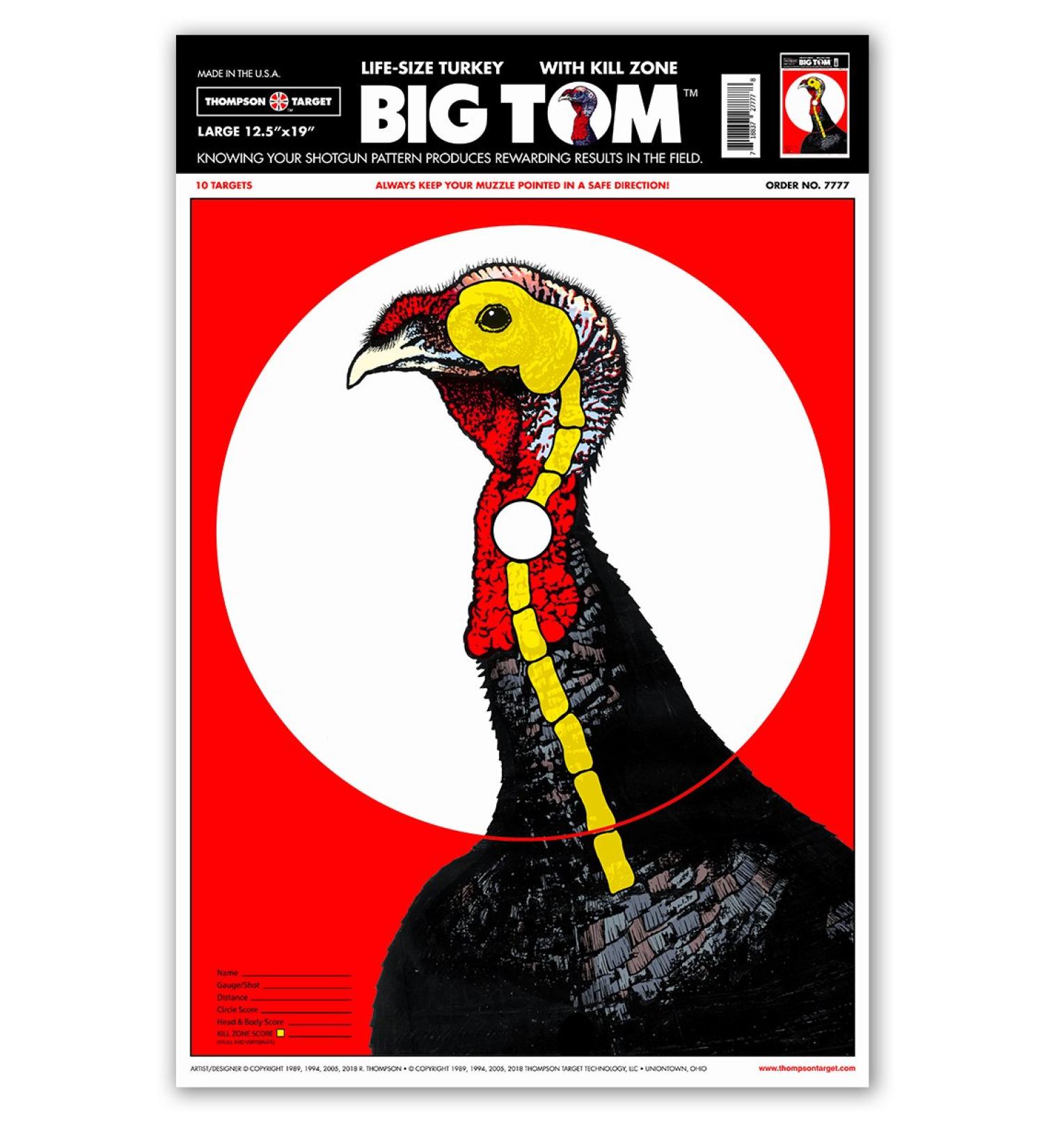 Life Size Turkey - Paper Shotgun Patterning Shooting Targets 12.5"x19" 10 pack