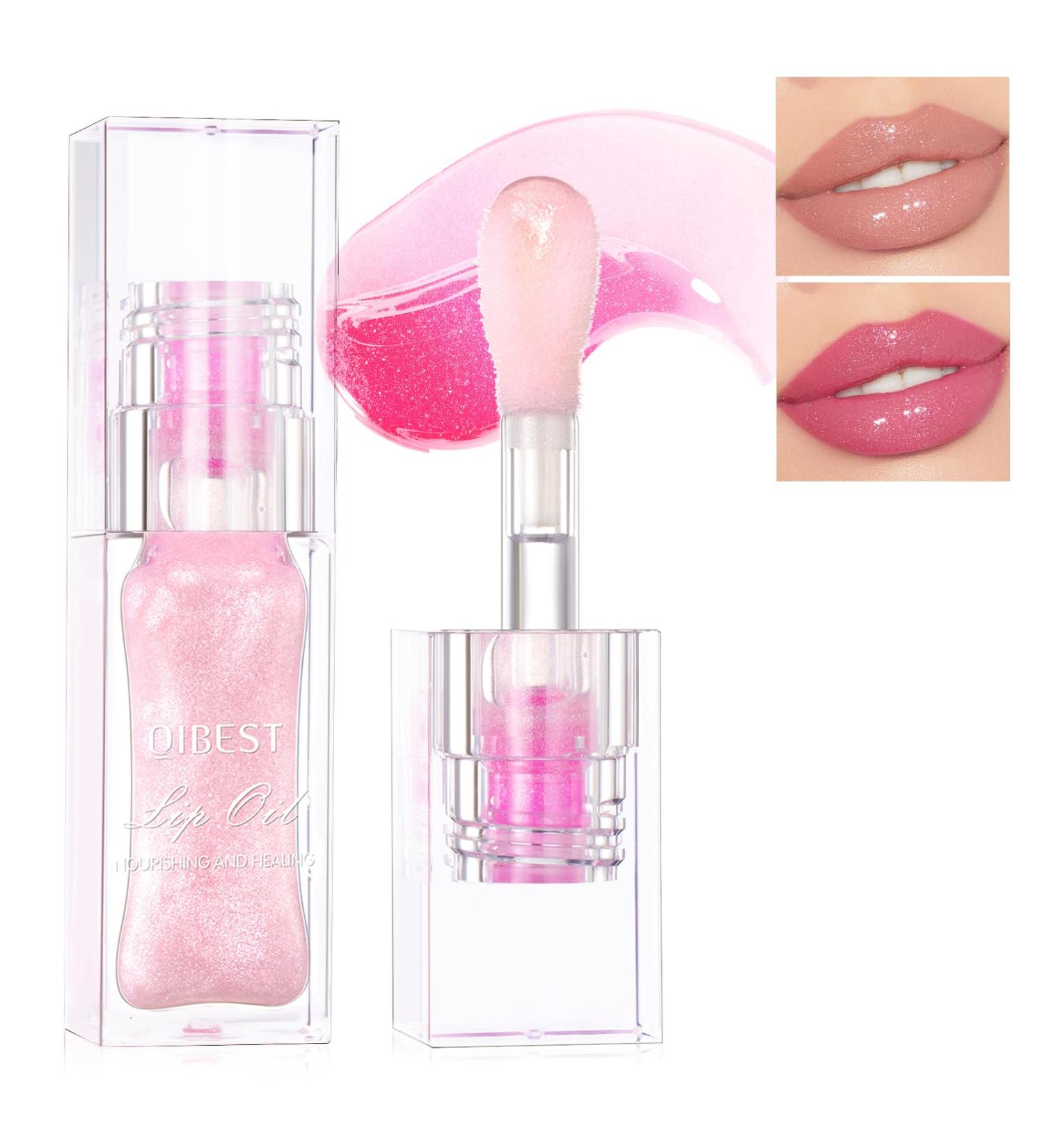 Color Changing Lip Oil & Pink Shimmer Lipstick | Hydrating Tinted Gloss for Dry Lips | Plumping Glitter Lip Balm - Buy Online on SooperMarket.com
