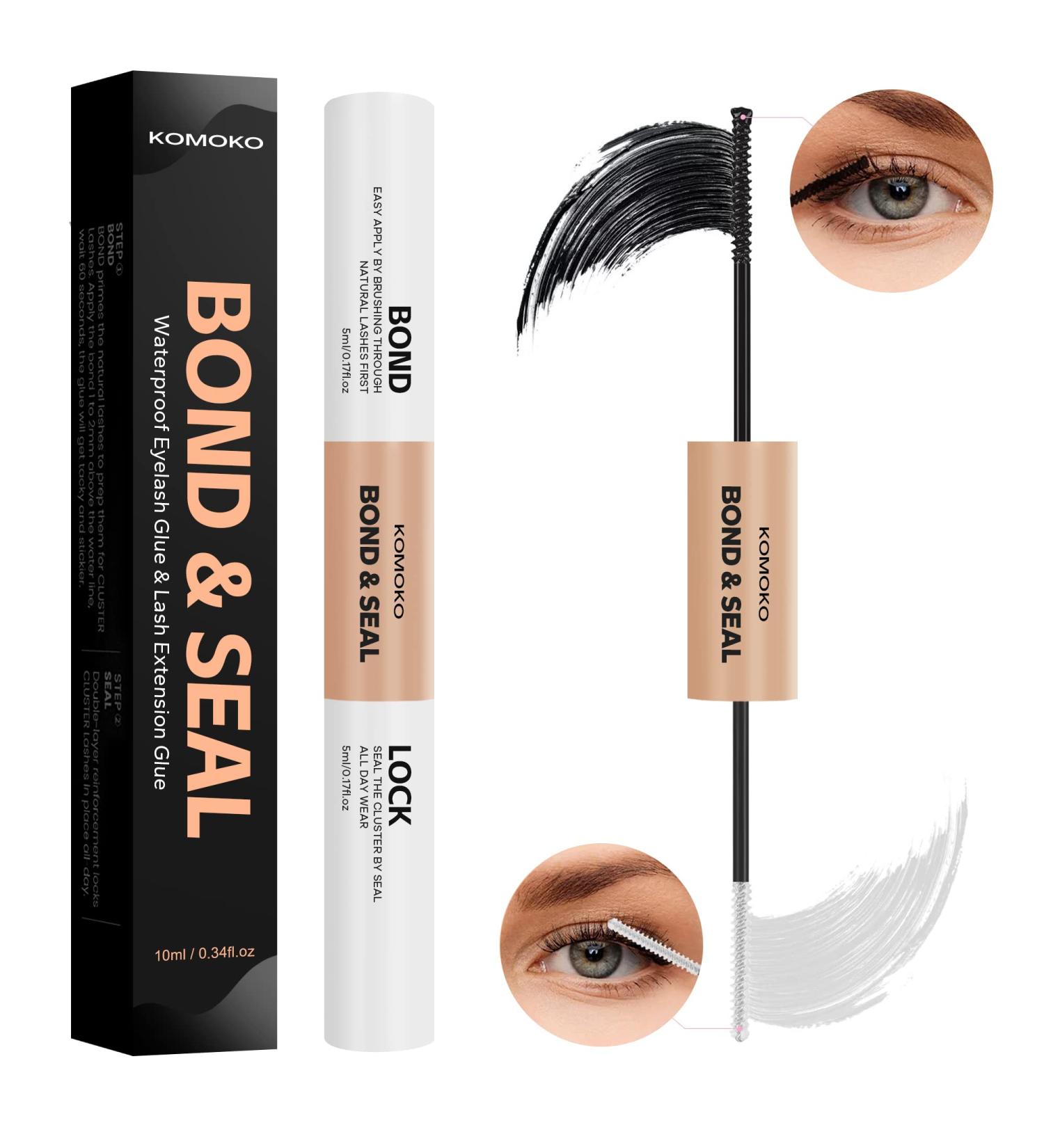 Komoko Lash Bond and Seal (10ML) - Super Strong Hold Waterproof Cluster Lash Glue for Long Lasting Individual Cluster Lashes | 48-72 Hours Bond and Seal - Buy Online on SooperMarket.com
