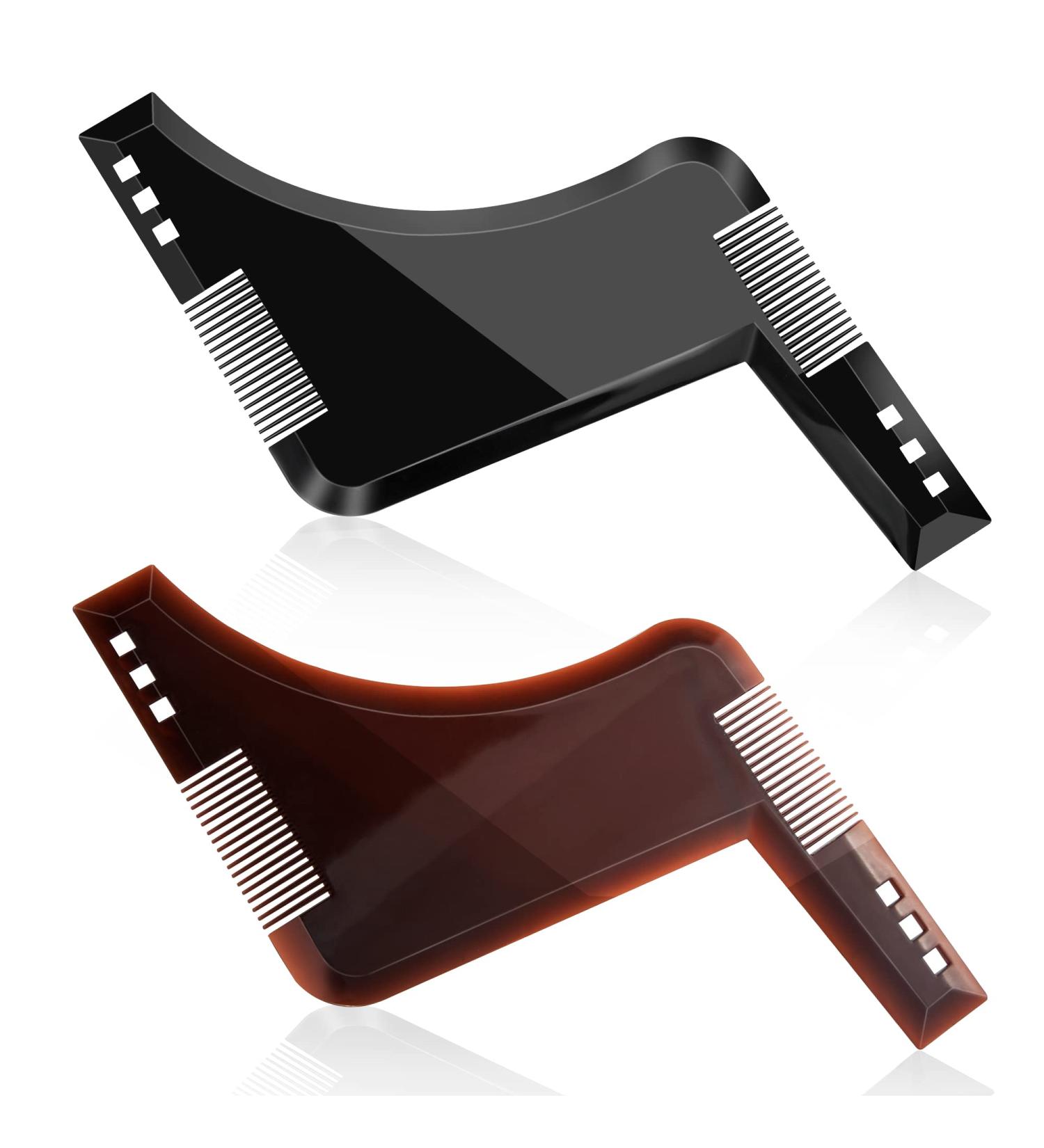 Beard Stencil & Comb Set - Perfect Beard Shaping Tool for Goat Beards Sideburns & Symmetrical Contours | 2 Pieces in Brown & Black - International Shipping Available - Buy Online on SooperMarket.com
