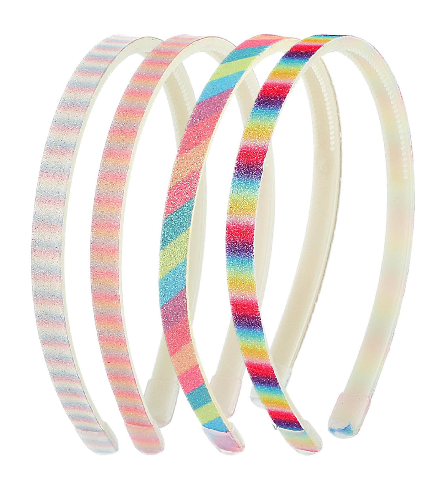 WLLHYF Glitter Headband 4pcs Plastic Sparkly Cute Non Slip Chunky Hairbands Thick Bling Confetti Rainbow Hair Bands with Teeth Little Girls Colorful Hair Accessories Rainbow color - Buy Online on SooperMarket.com