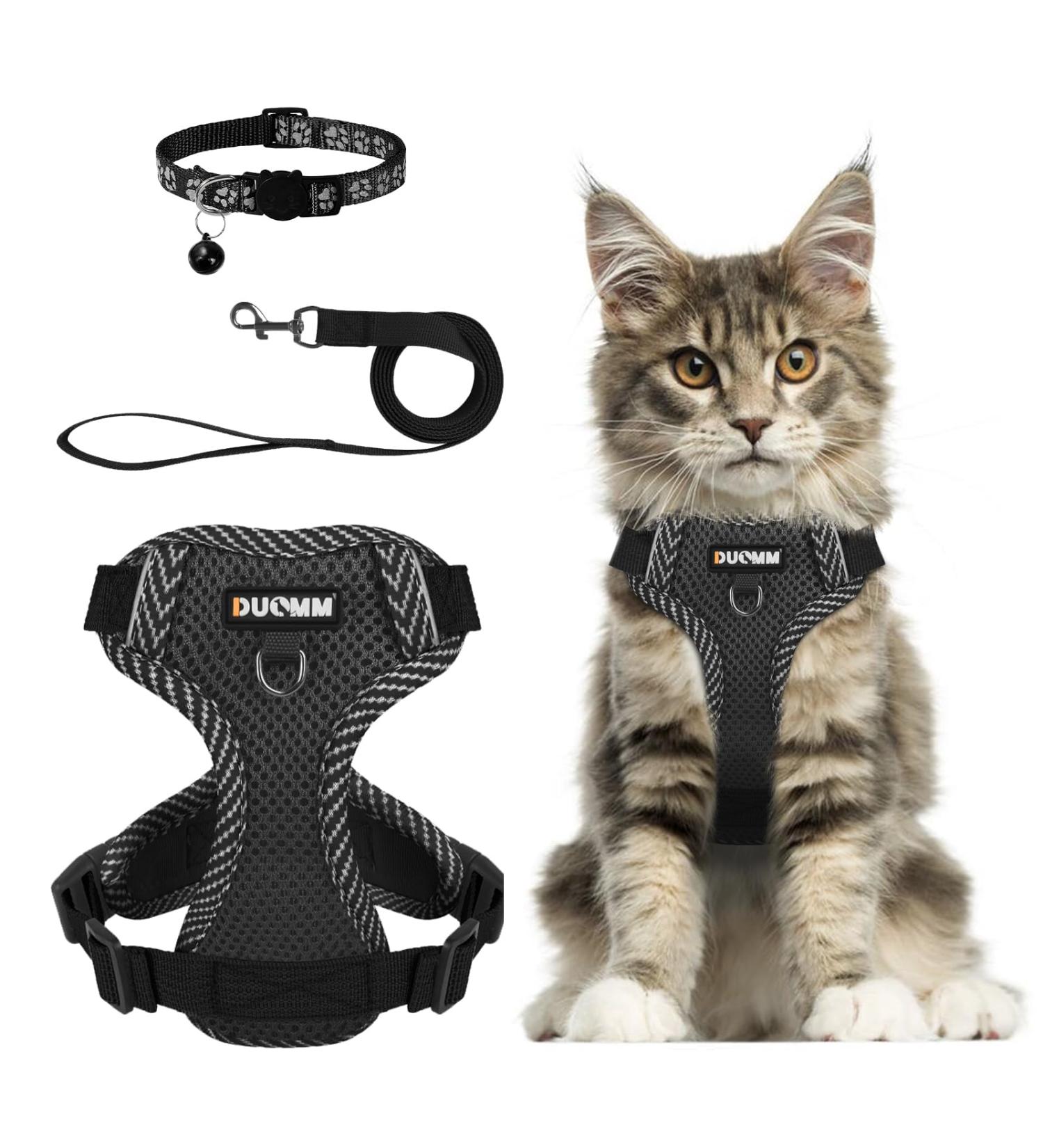 Adjustable Reflective Black XL Cat Harness and Leash Set - Escape Proof Vest for Cats and Dogs - Buy Online on SooperMarket.com