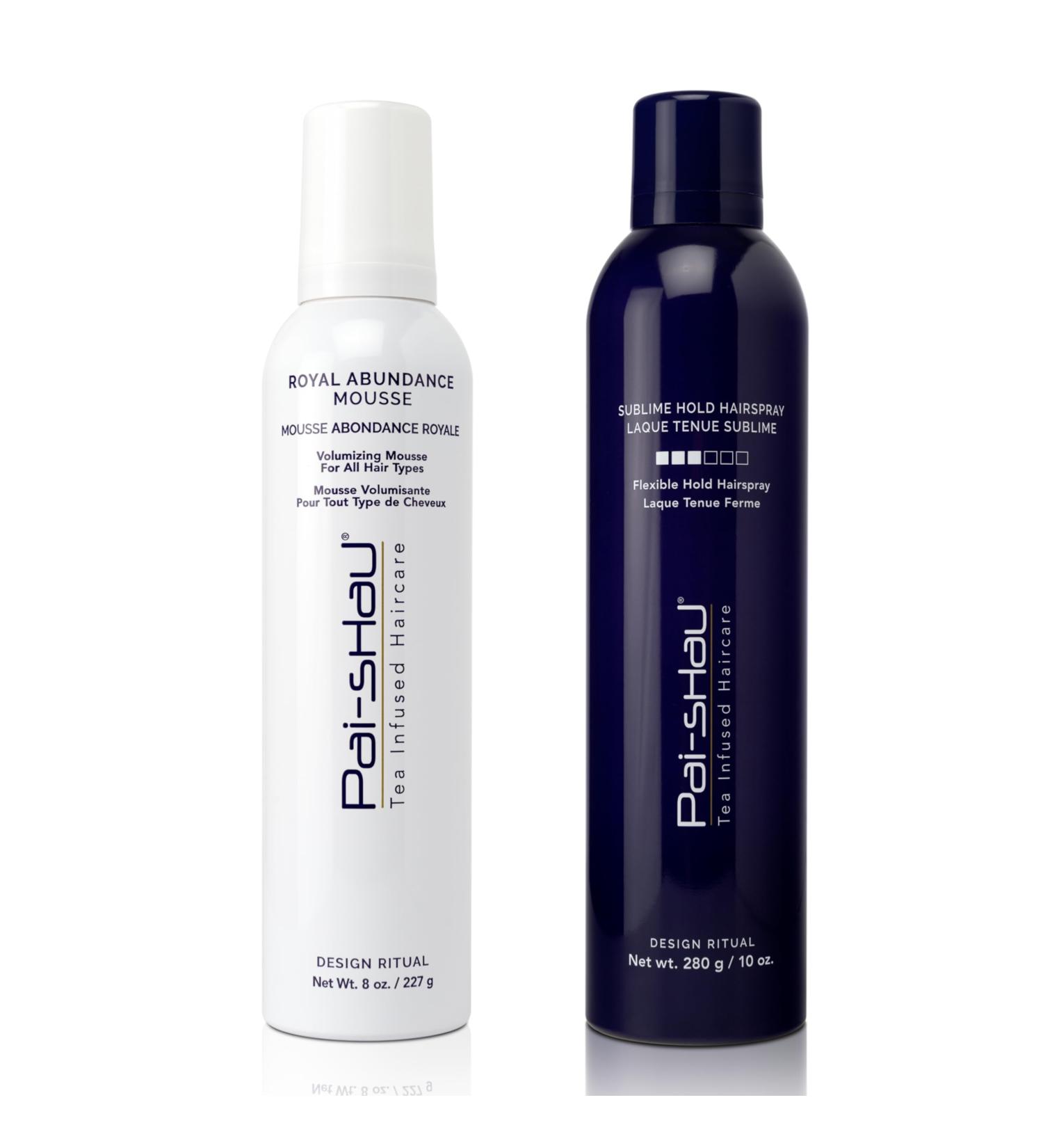 Pai-Shau Royal Abundance Mousse & Sublime Hold Hairspray - Hair Mousse & Hair Spray for Women - Hair Volumizing and Hair Styling for all Hair Types - Flexible Hold Hairspray for Shine and Protection Hair Volumizing Duo