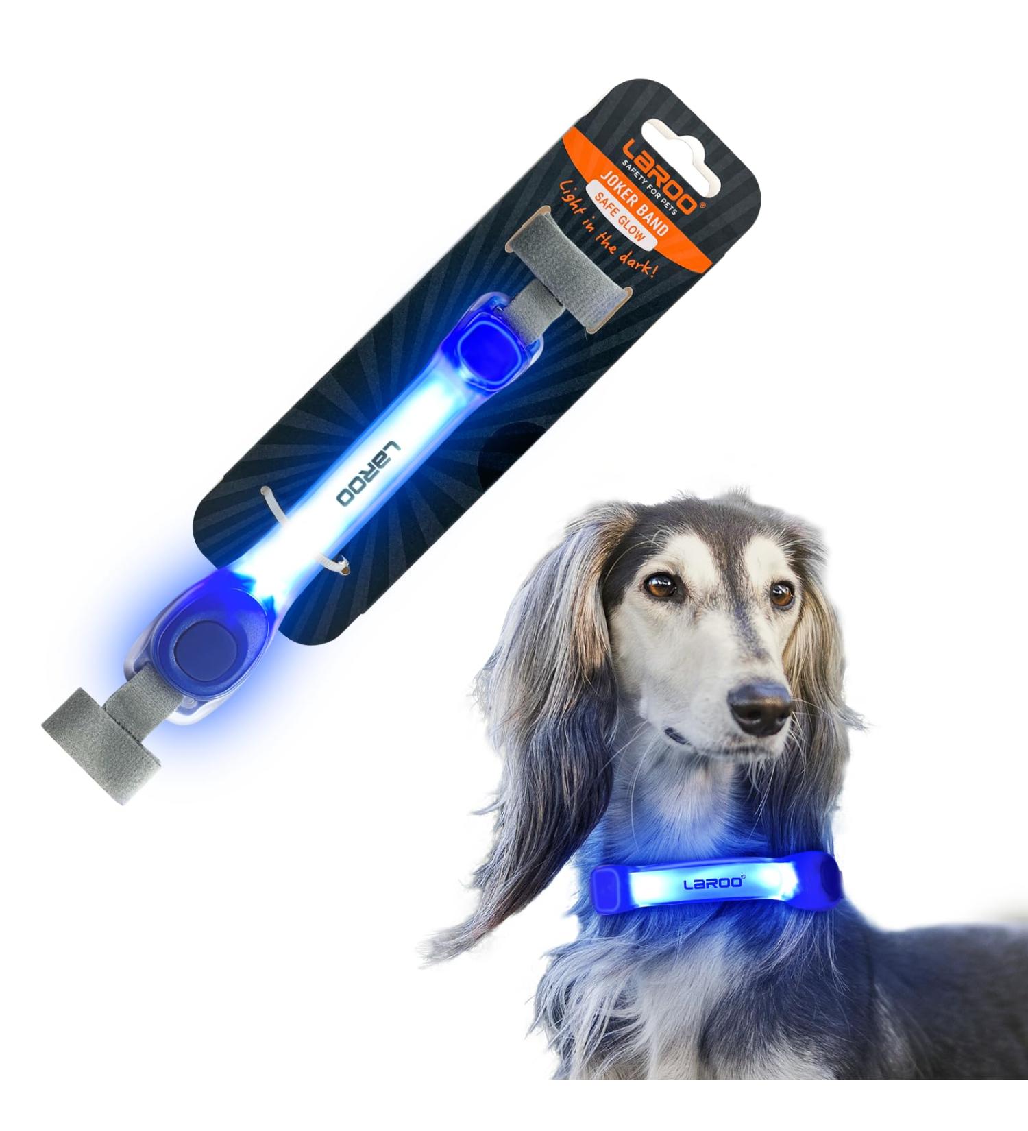 Laroo Safety LED Light Band for Dogs & Cats | Waterproof Easy-Fastening Blue Light for Collars & Dishes | Ideal for Outdoor Sports - Buy Online on SooperMarket.com