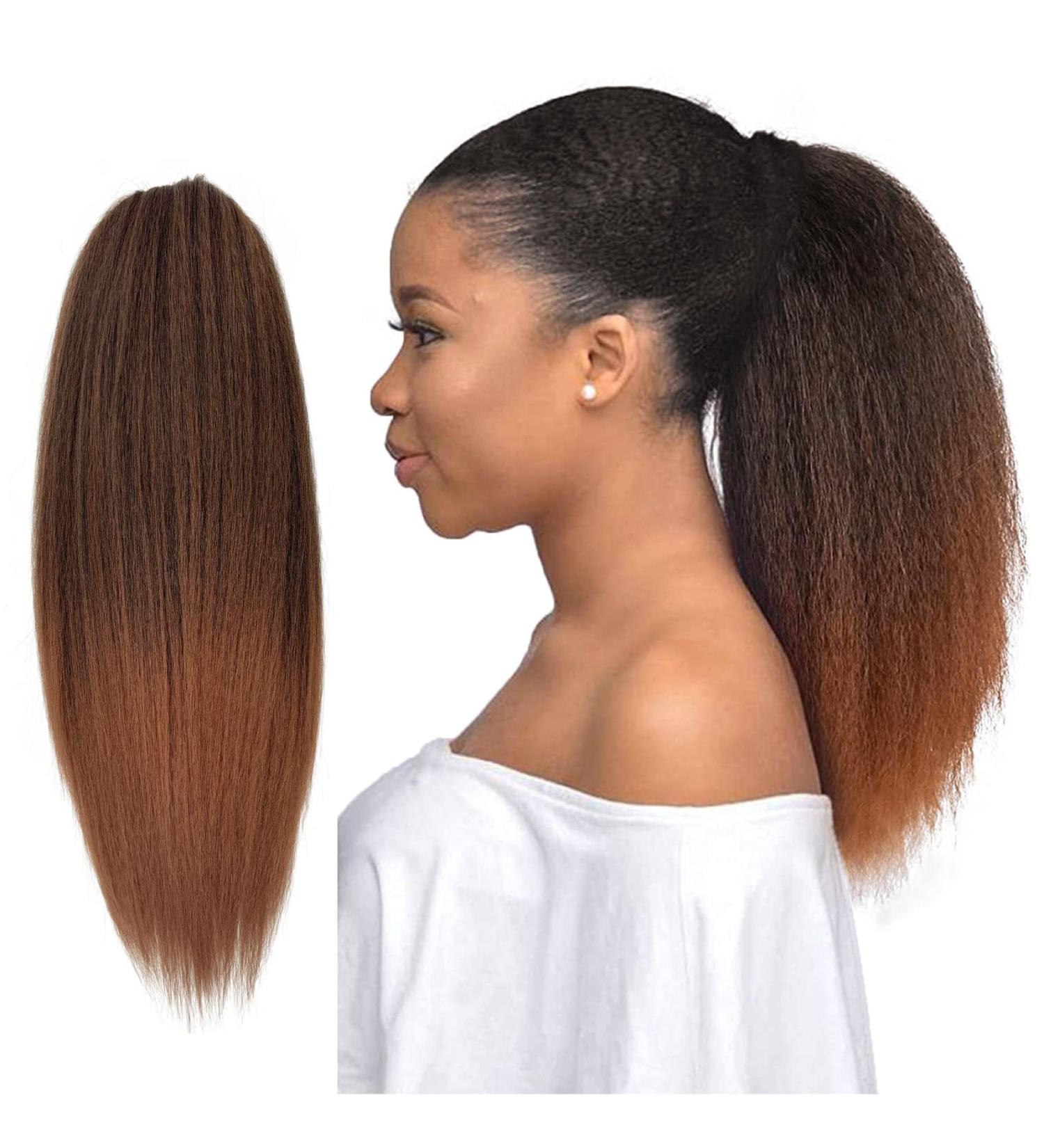Allyreetress Yaki Drawstring Ponytail Extension for Black Women Kinky Staight Up Down Ponytails Synthetic Hair Extensions 20 Inches Clip in (Black to Brown) 20 inches T30 - Buy Online on SooperMarket.com