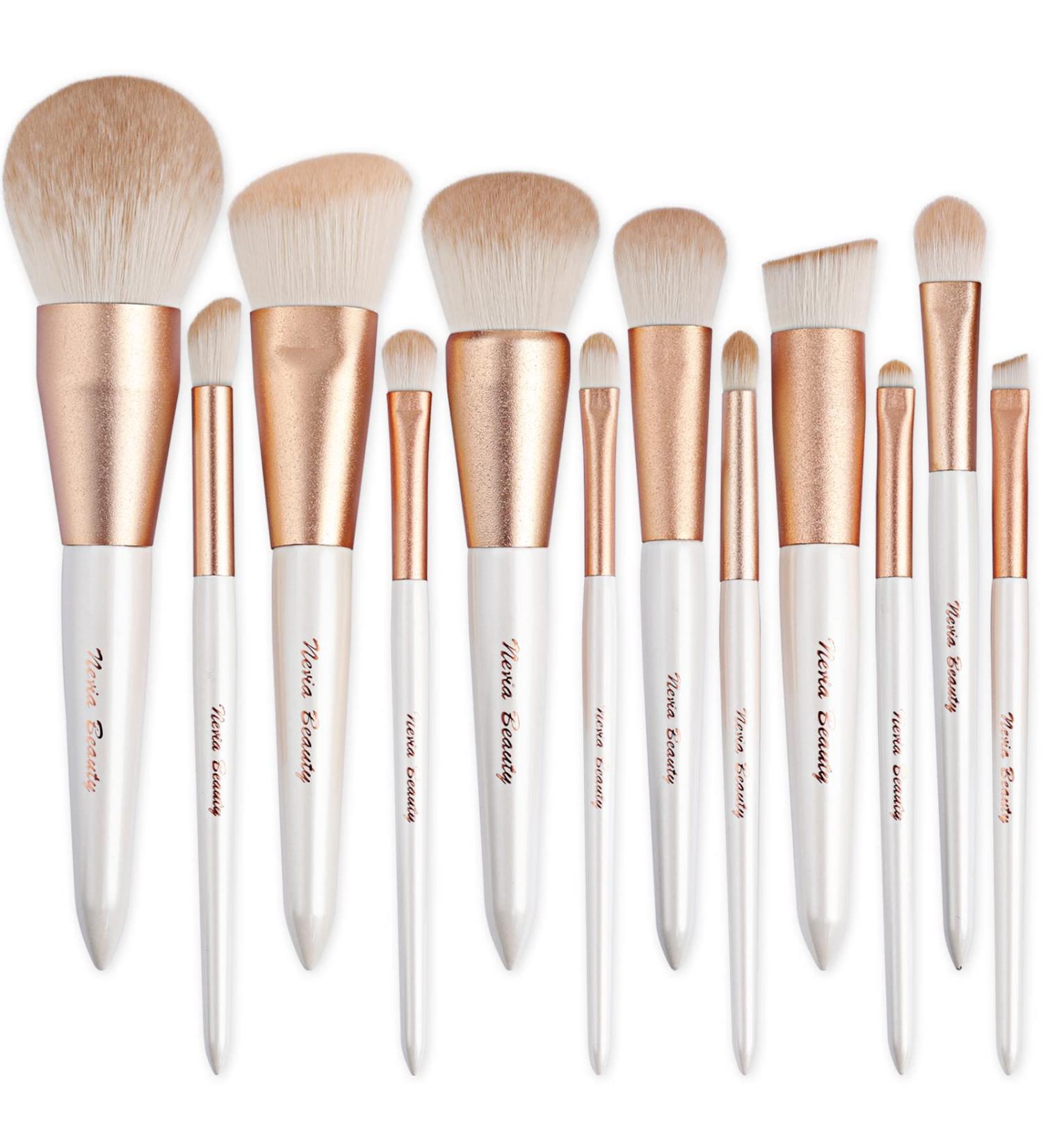 EVRCHEGIA 12pcs White Makeup Brush Set - Premium Eye Shadow, Eyebrows, Eyeliner, Concealer, Lip Liner & Foundation Brushes - Cruelty-Free Synthetic Fiber Bristles - Travel-Friendly - Buy Online on SooperMarket.com