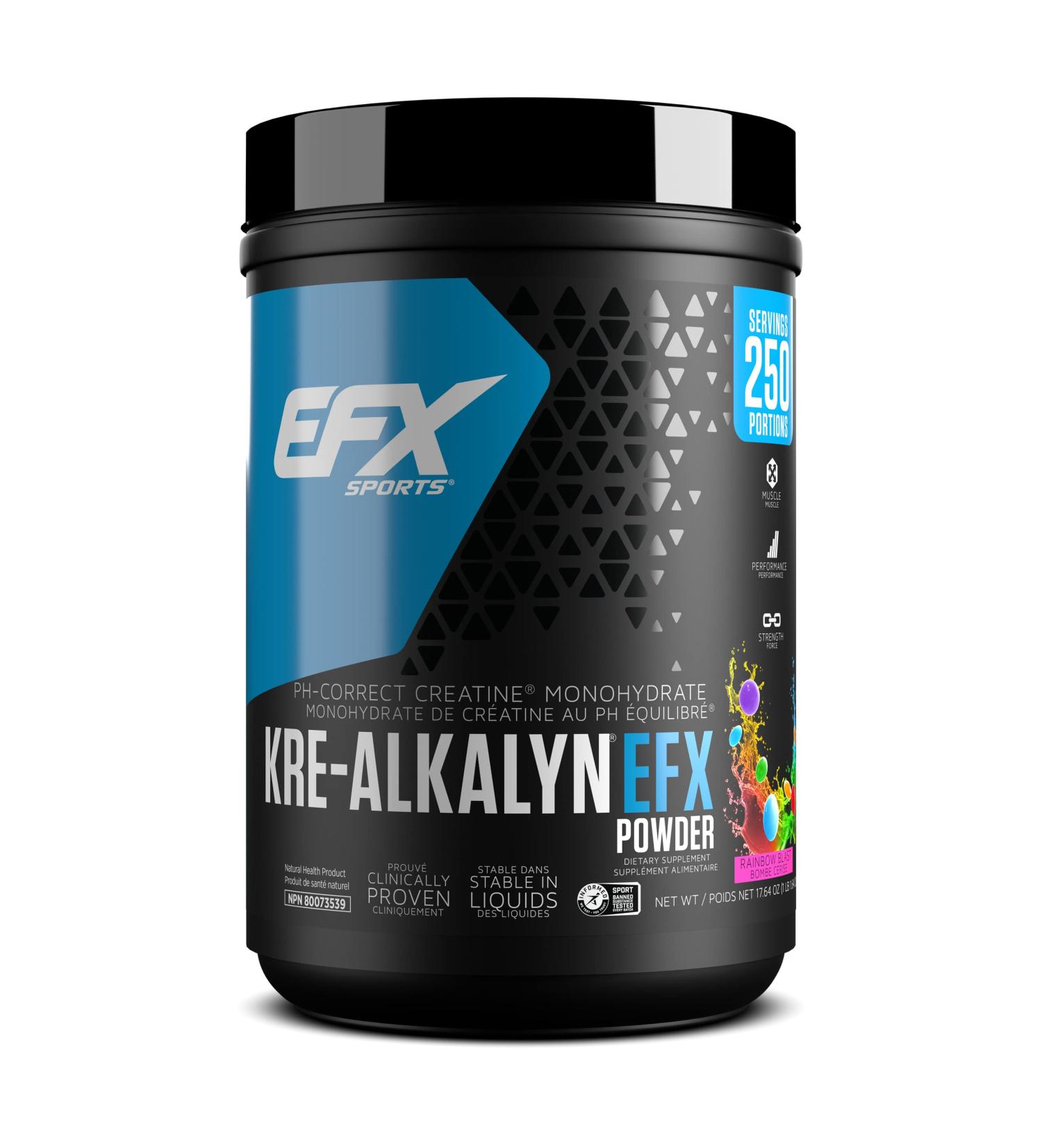 EFX Sports Kre-Alkalyn Powder 500g PH-Correct Creatine Monohydrate | Multi-Patented Formula Gain Strength Build Muscle & Enhance Performance Rainbow Blast 500 gram Rainbow Blast 500 g (Pack of 1)