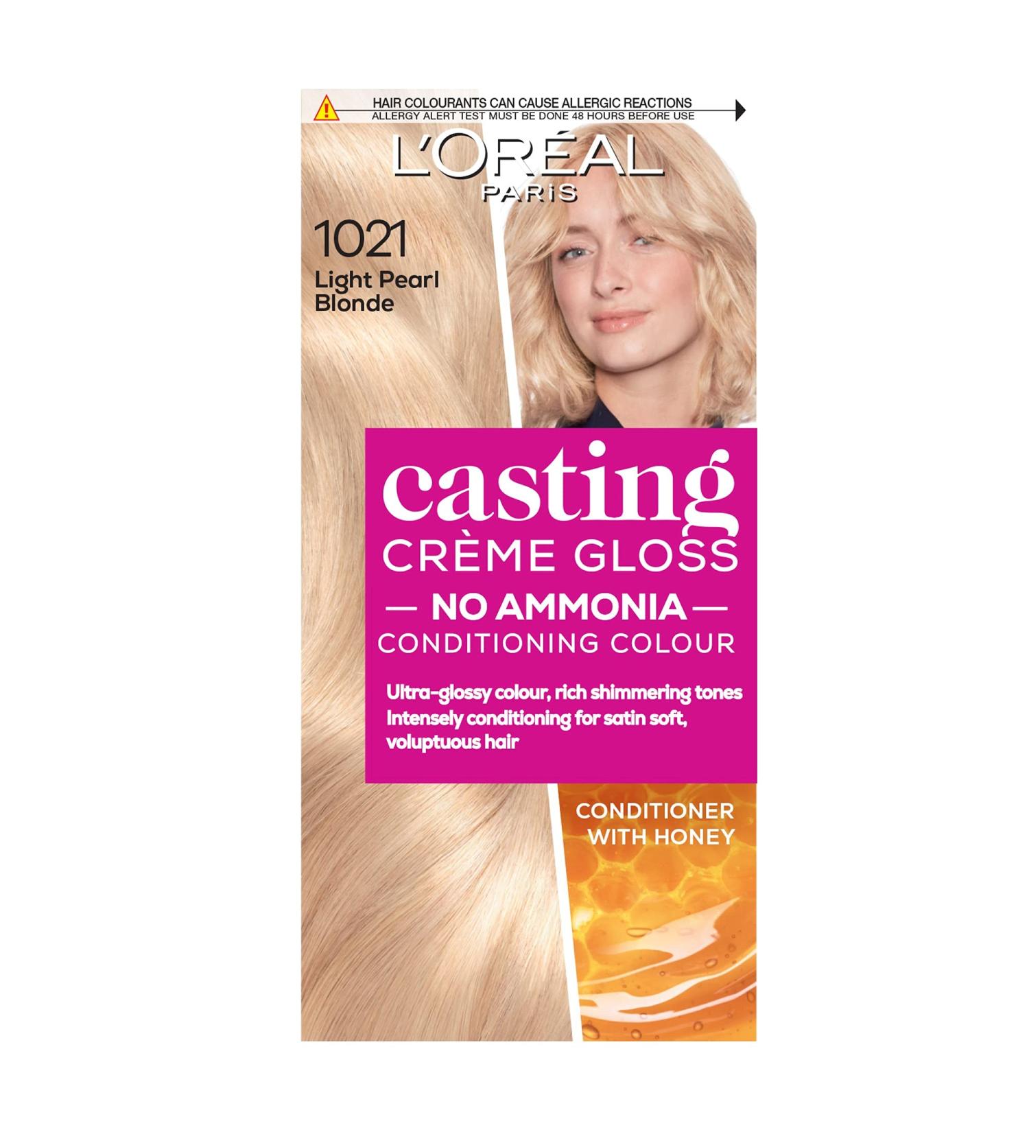 LOr al Paris Ammonia-Free Semi-Permanent Hair Dye 1021 Light Pearl Blonde - Natural Glossy Finish, Up to 28 Shampoos | Casting Cr me Gloss - 1 Application - Buy Online on SooperMarket.com