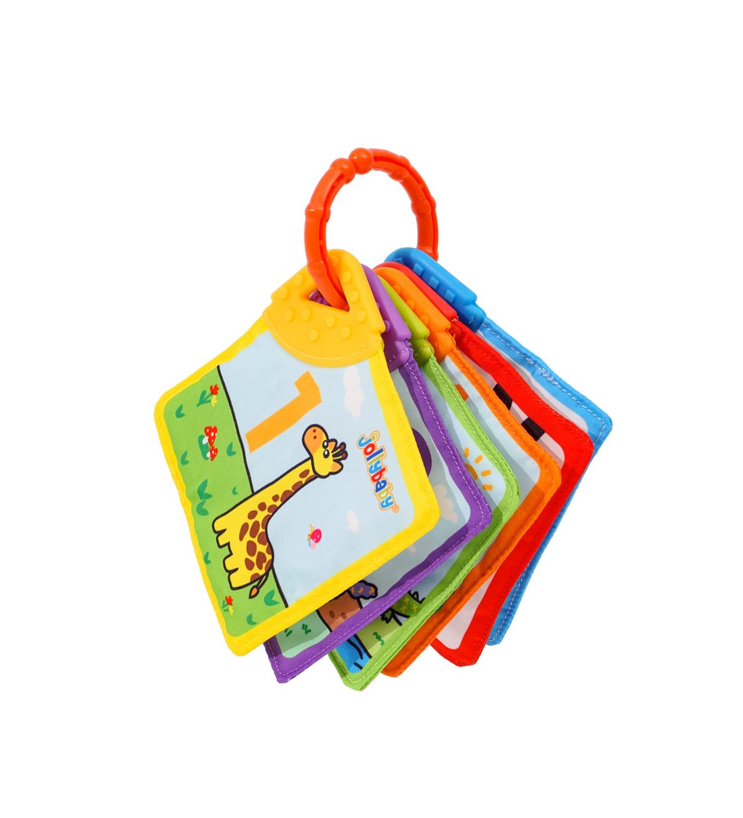 Jollybaby Baby Sensory Teether Toys - BPA-Free Teething Crinkle Soft Cloth Book for Newborns 0-12 Months - Buy Online on SooperMarket.com
