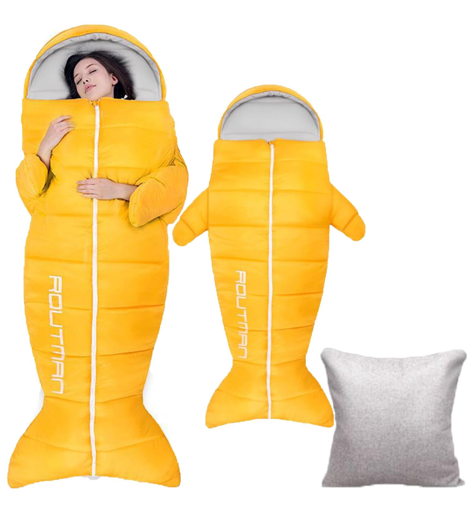 WSNDM 2 In 1 Animal Kids Sleeping Bag with Pillow - Yellow Mermaid | Soft & Comfortable | For Outdoor Indoor Camping & Travel | Surprise Gift for Children - Buy Online on SooperMarket.com
