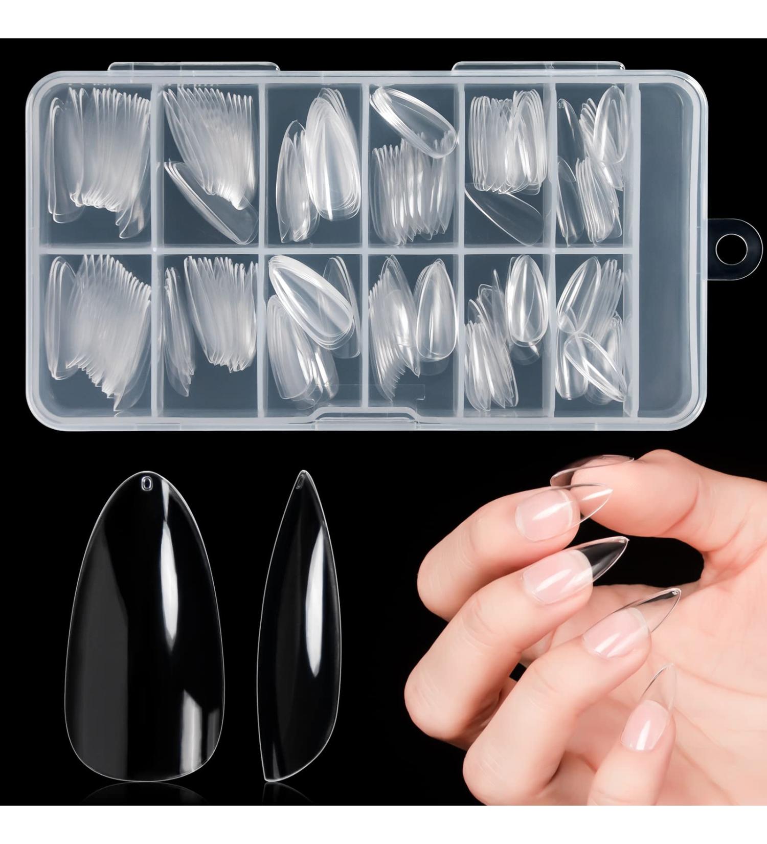 AORAEM 240PCS Clear Almond Stiletto False Nail Tips - Oval Shape Acrylic Fake Nails for DIY - Buy Online on SooperMarket.com