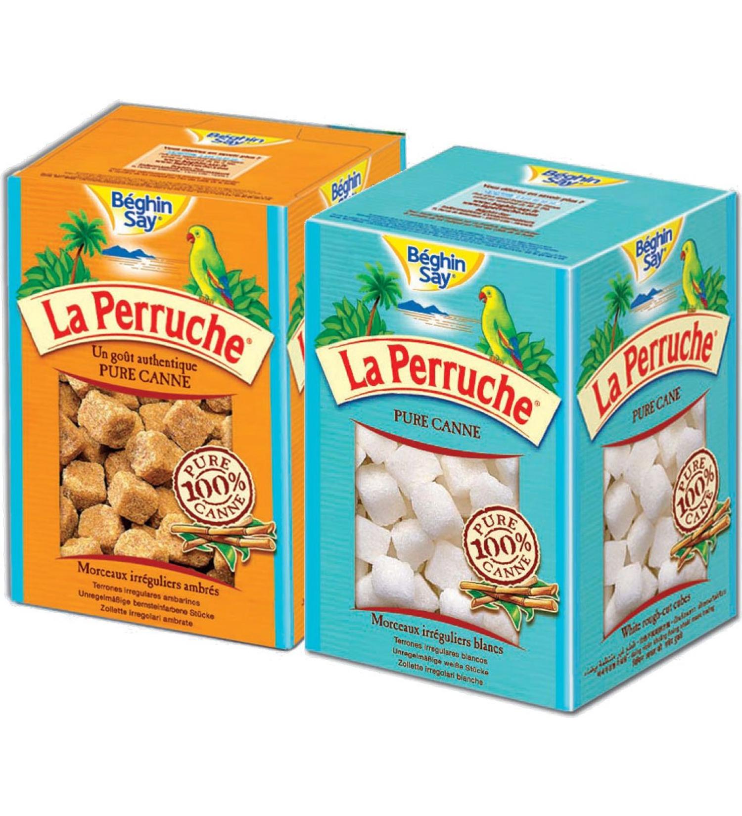 La Perruche 2 x 250g Sugar Cube Set - 1ea of White and Brown Sugar Cubes Standard Packaging