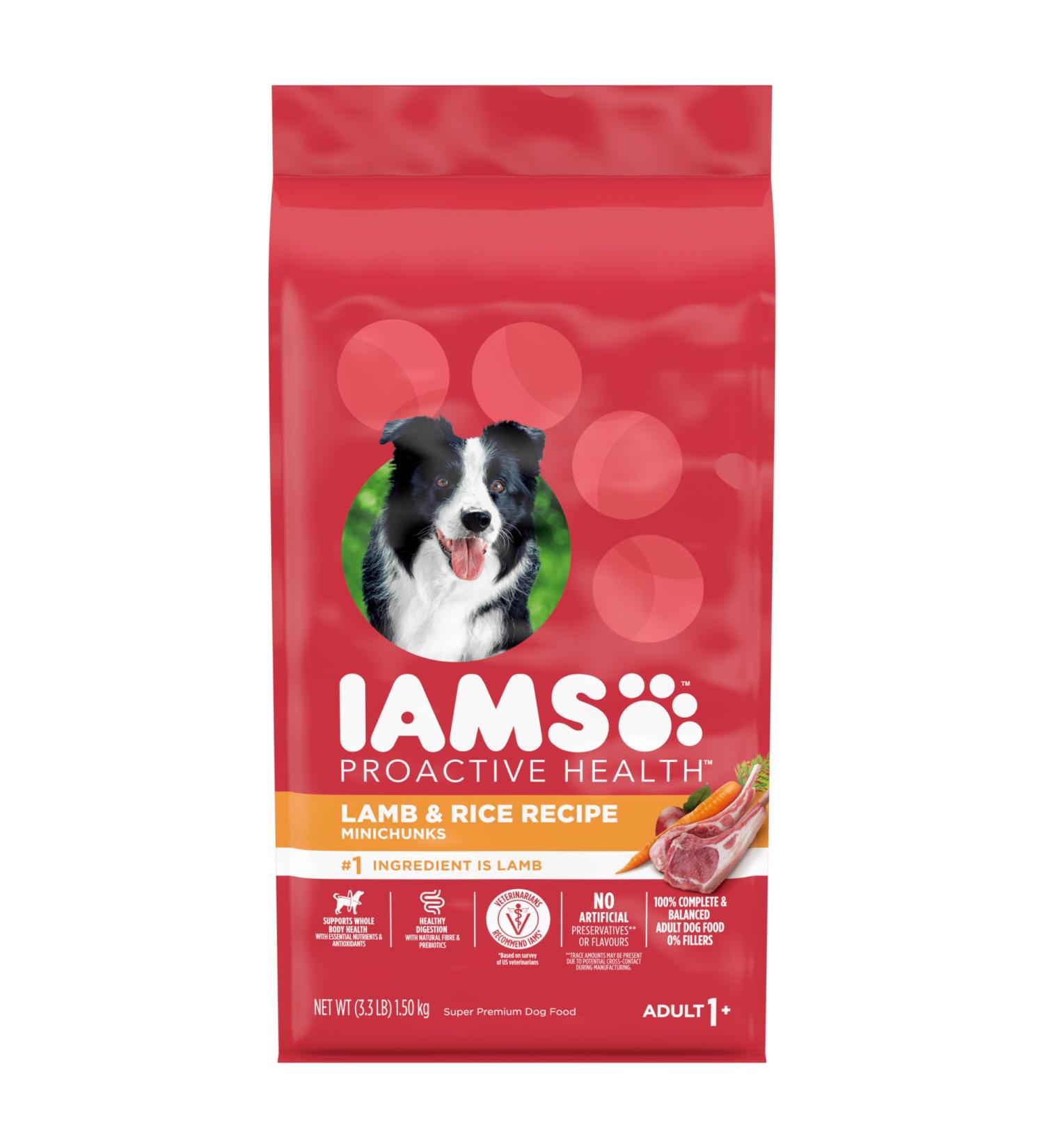 IAMS PROACTIVE HEALTH Dog Food Dry Minichunks Adult Lamb & Rice Recipe 1.50kg Bag 1.5 kg Dog Food - Buy Online on SooperMarket.com