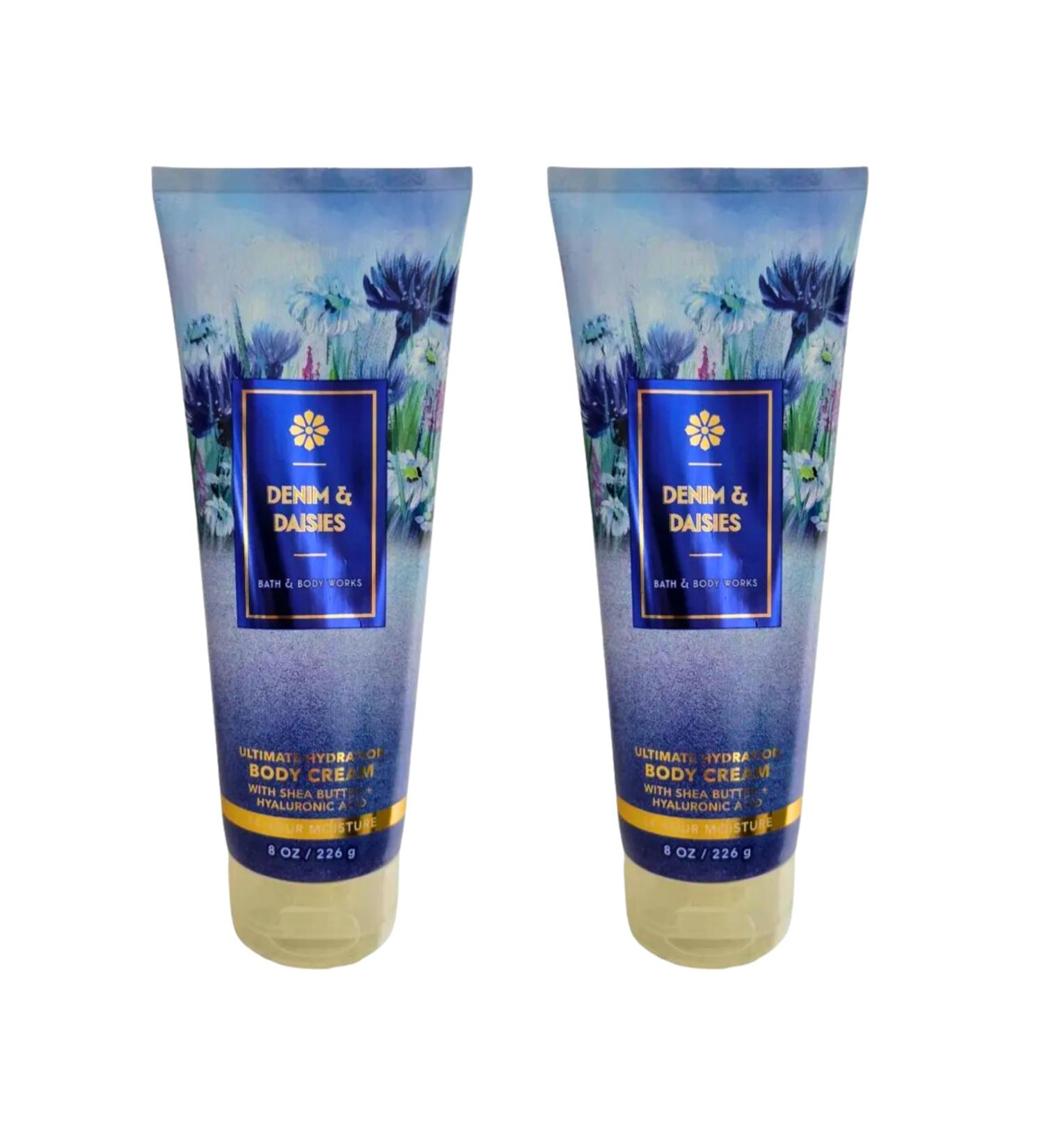 Bath & Body Works Body Cream 8oz Each Set of 2 - Aloe Vitamin E Shea (Denim Daisies)