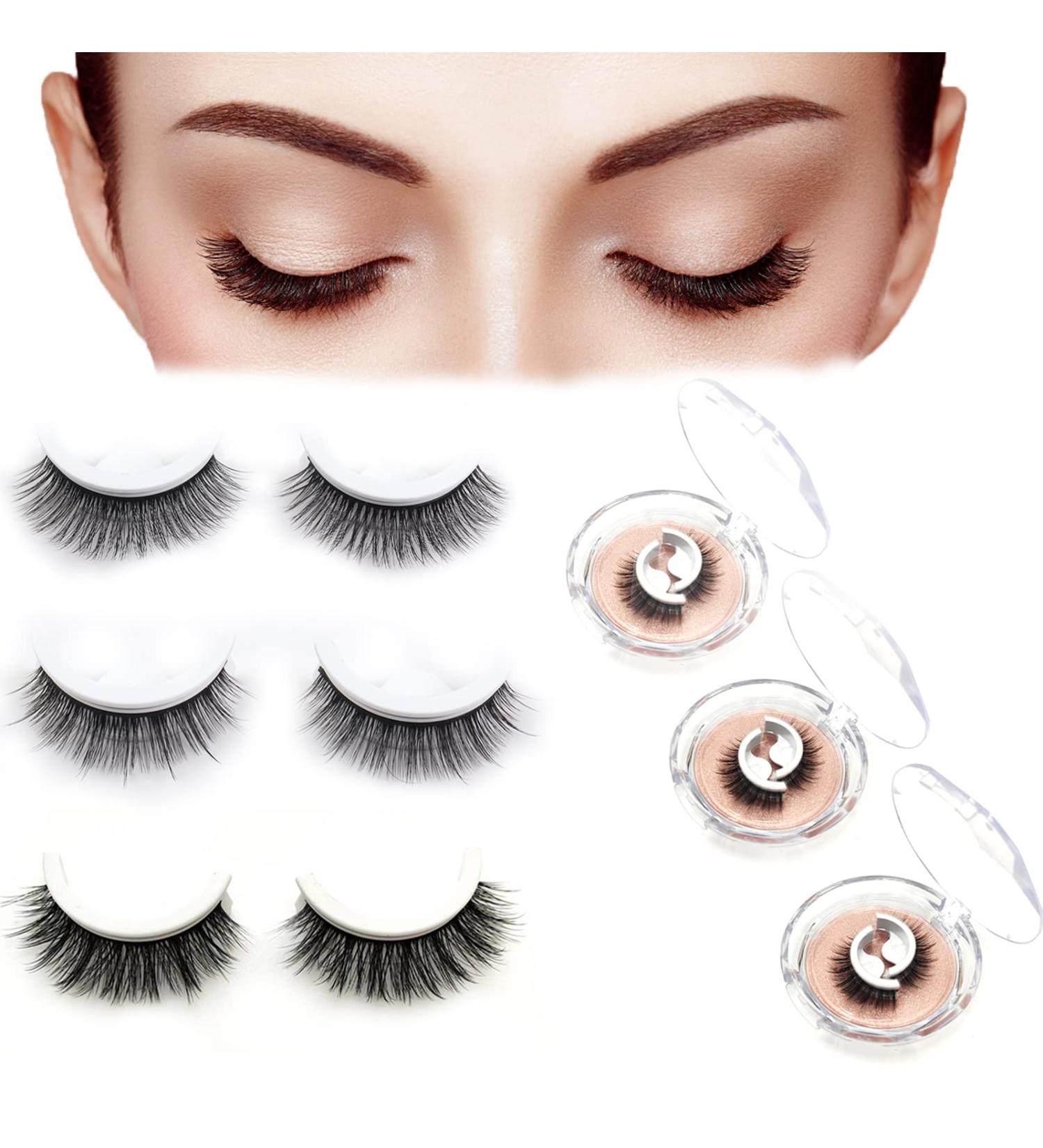 CHNLML Reusable Self-adhesive Eyelashes - Natural Look, No Glue, 3 Pairs | Waterproof Long Style Lashes for Women - Buy Online on SooperMarket.com