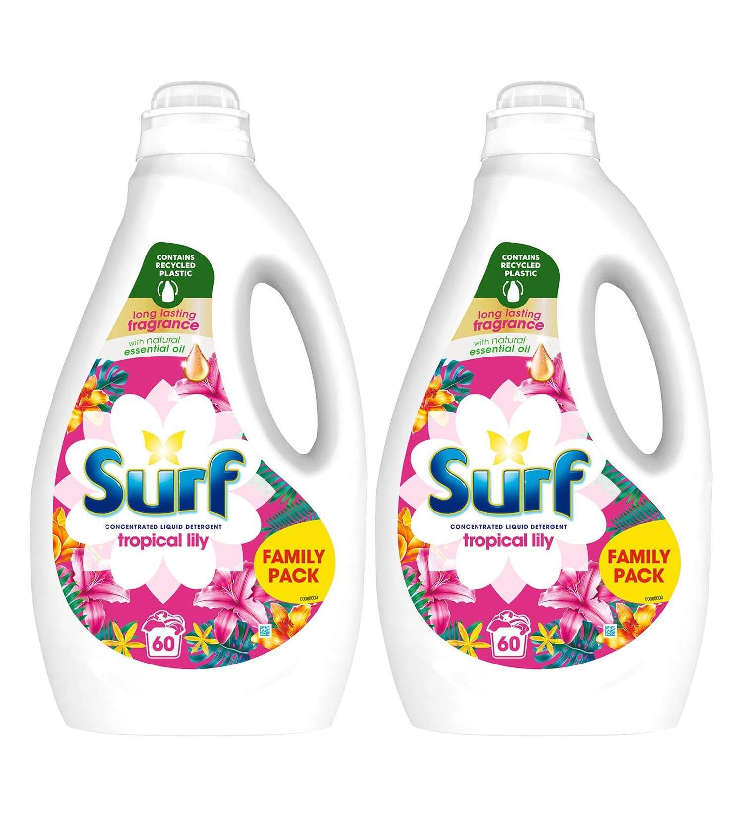 Surf Concentrated Liquid Detergent Long Lasting Fragrance and Made with Natural Essential Oil Tropical Lily or Coconut Bliss Family Pack 1.62 Litre 60 Washes (Tropical Lily Buy 2) - Buy Online on SooperMarket.com