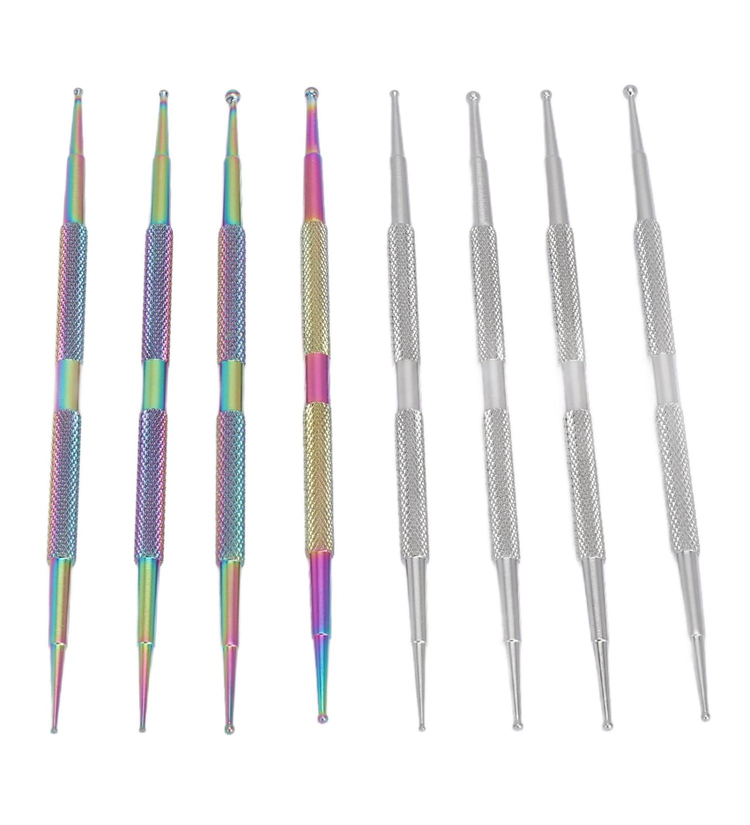 Nail Art Dotting Pen 8PCS 2 Way Dotting Pen Tool Metal Dotting Pen Nail Polish Colouring Pen Double Ended Nail Art Dotting Pen for Home DIY Salon Use - Buy Online on SooperMarket.com