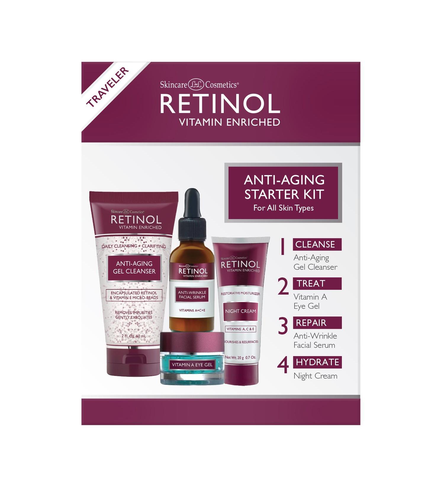 Retinol Anti-Aging Starter Kit: Cleanse, Treat, Repair, Hydrate - Travel size for a Youthful Glow! - Buy Online on SooperMarket.com