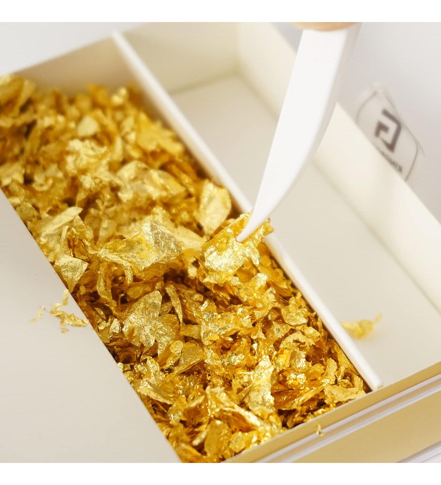 KINGBOOM 24K Edible Gold Leaf Flakes 200mg - Genuine Gold for Cakes, Drinks, Nails - Decorate in Style! - Buy Online on SooperMarket.com