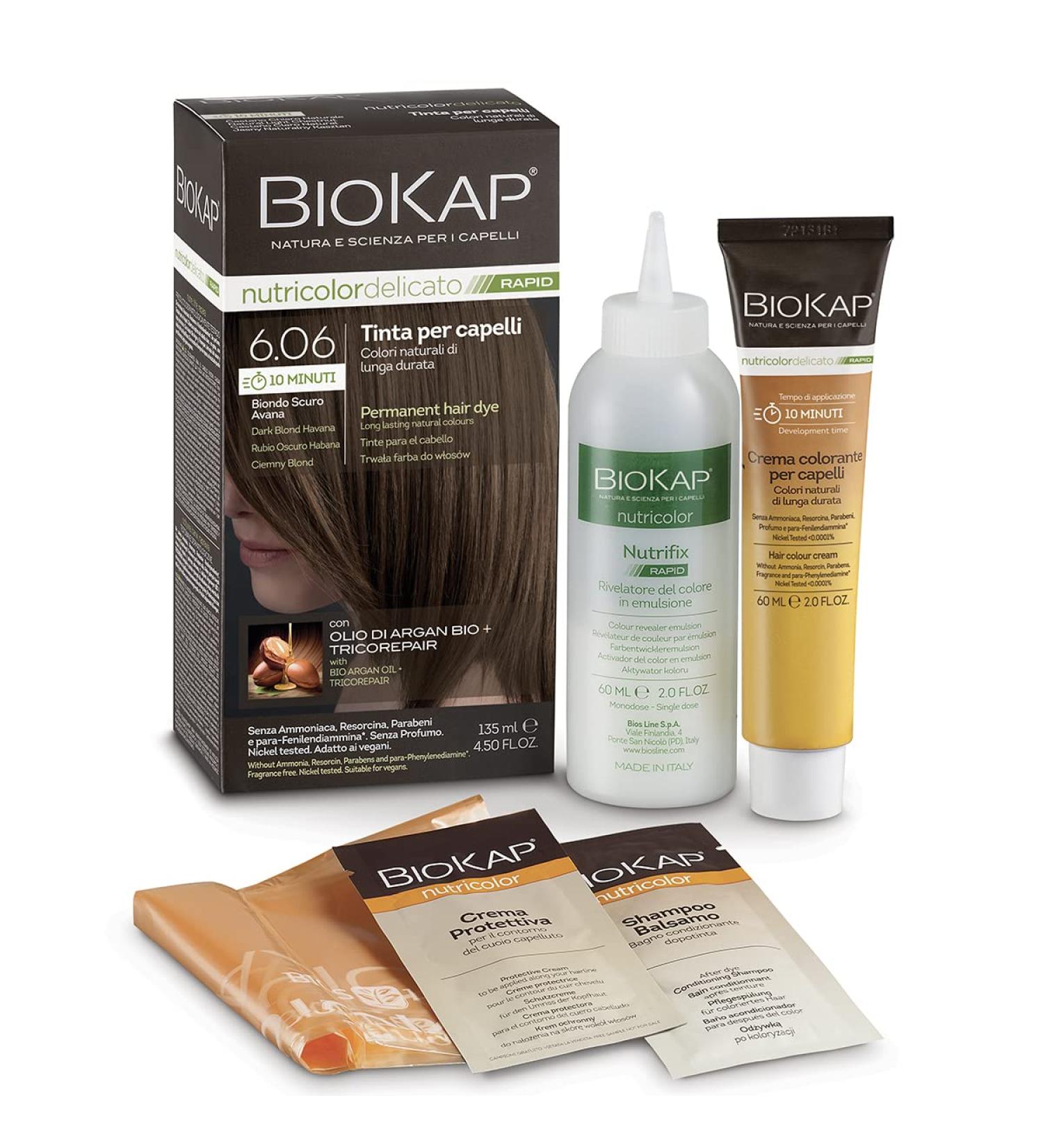 Bios Line Biokap Nutricolor Delicato Rapid Tinta Capelli 6.06 Dark Blonde Habana 140 ml - Buy Online on SooperMarket.com