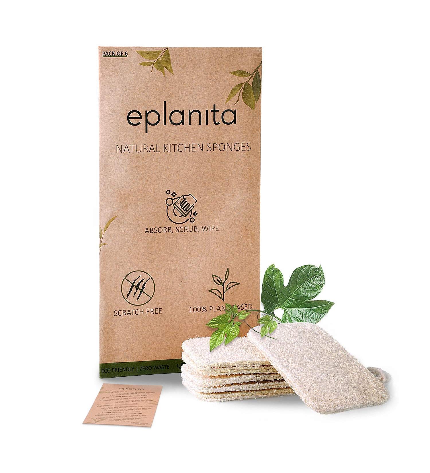 Eco-Friendly Eplanita Natural Dishes Ruts (6-Pack) - Biodegradable Kitchen Scrub Scourer | Zero Waste Luffa Plant - Buy Online on SooperMarket.com