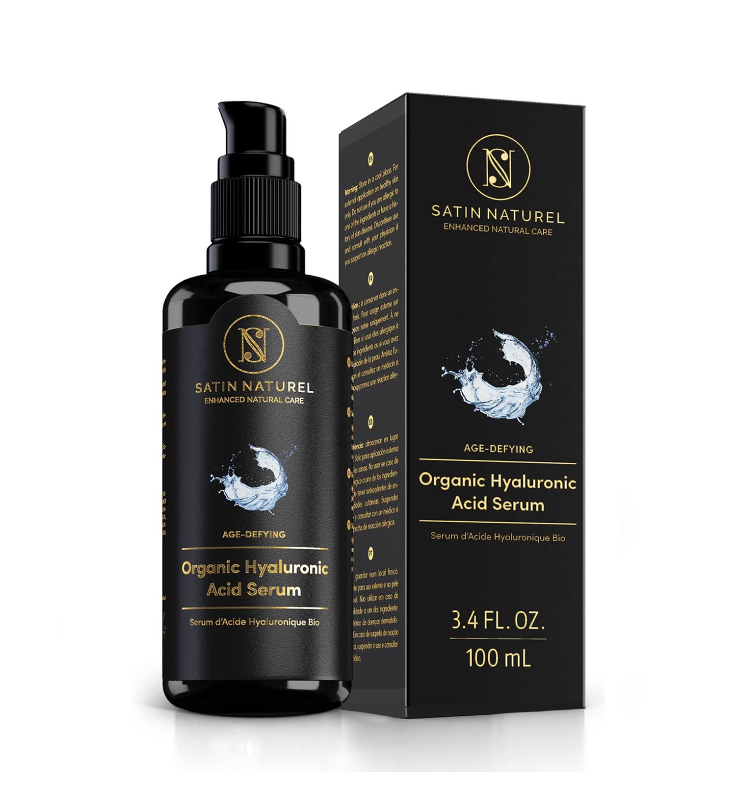 Organic Hyaluronic Acid Serum Face Moisturizer (100ml) for Sensitive Skin - Dermatologically Tested, Reduces Wrinkles and Fine Lines - Buy Online on SooperMarket.com
