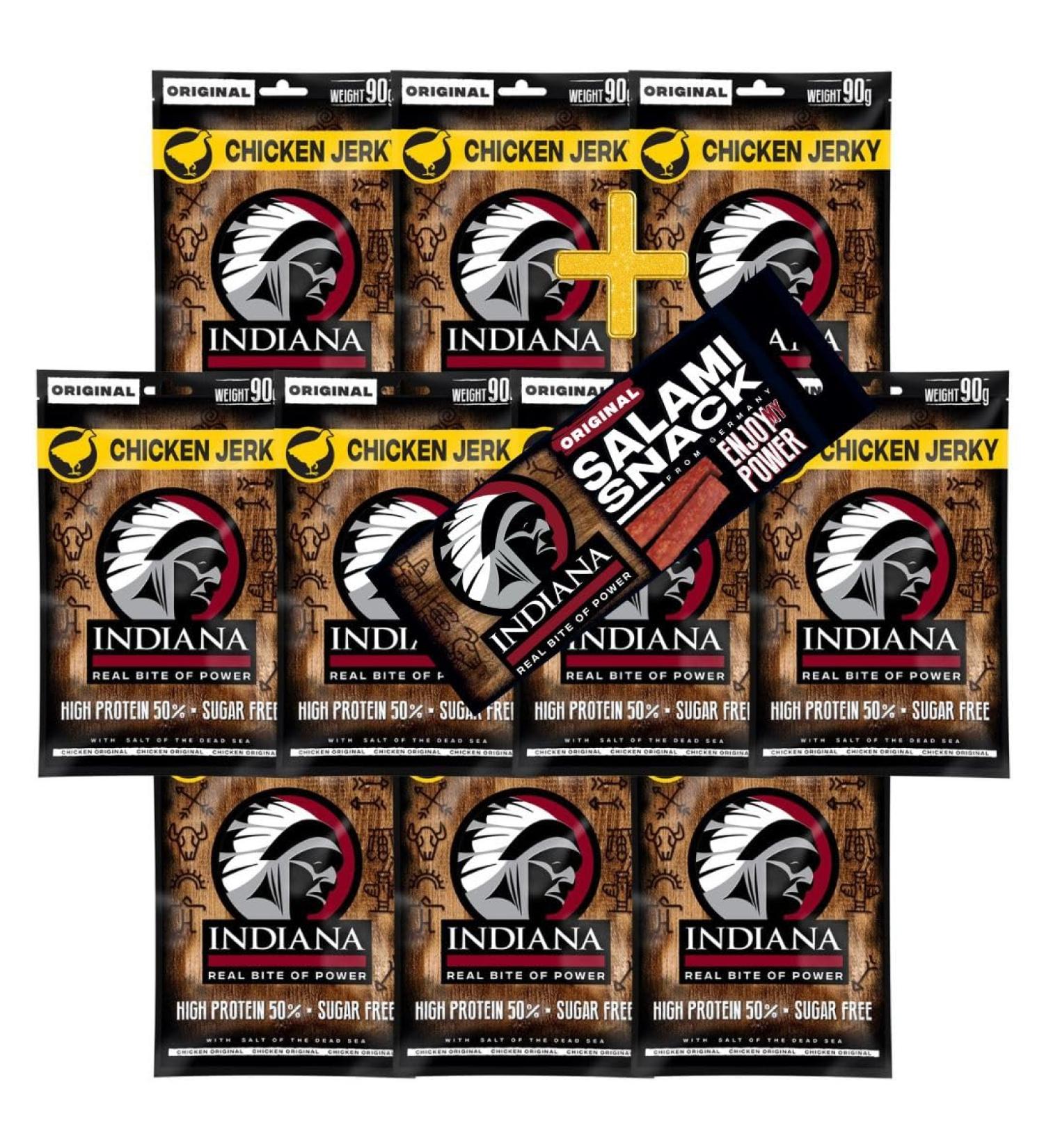Buy Indiana Beef Jerky - High Protein No Added Sugar Snack | 18g Salami Snack (10 x 90g) - International Shipping - Buy Online on SooperMarket.com