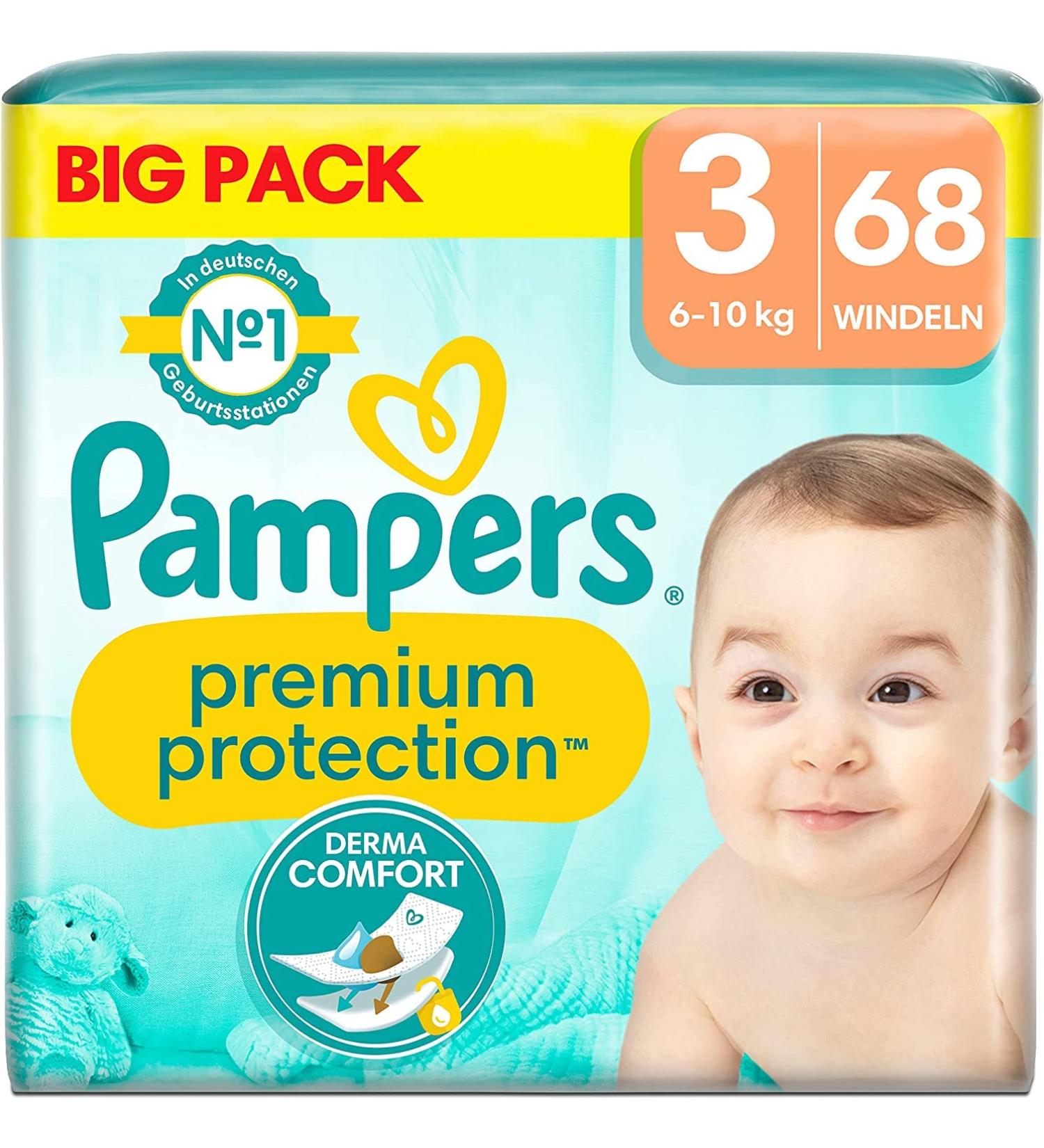 Pampers Premium Protection Size 3 - 68 Nappies for 6-10 kg | Best International Shipping - Buy Online on SooperMarket.com