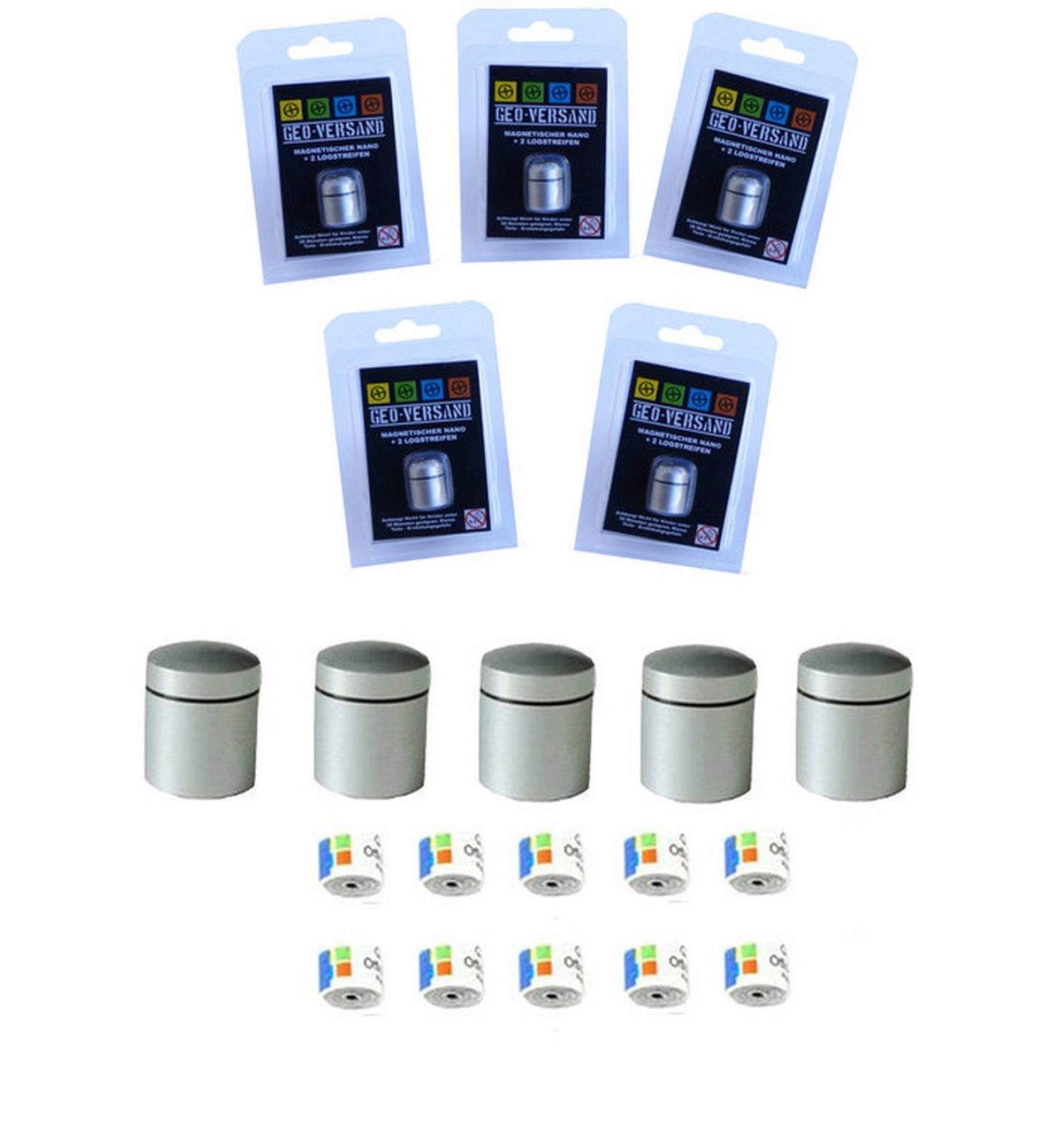 5x Nano Magnetic Silver Geocaching Containers - Waterproof Log Strips | Micro & Neodymium Hiding Place - Buy Online on SooperMarket.com