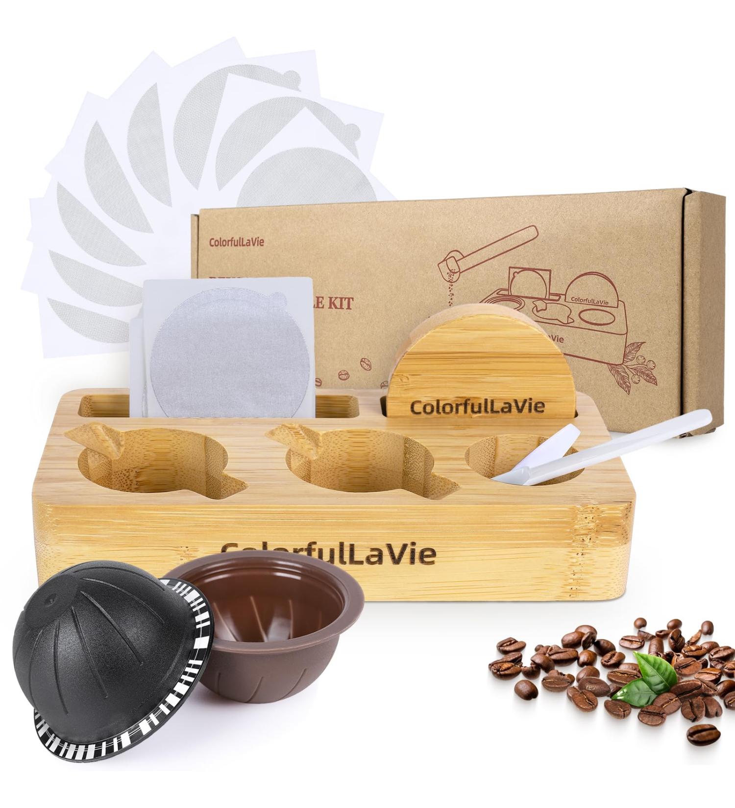 Reusable Capsules for Nespresso VertuoLine Refill Vertuoline Pod Fits for Nespresso Vertuo with 20 Pcs Disposable Aluminum Foils Reusable Coffee Filters (1 Set+20pcs Lids) (1 Set+20pcs Lids) - Buy Online on SooperMarket.com