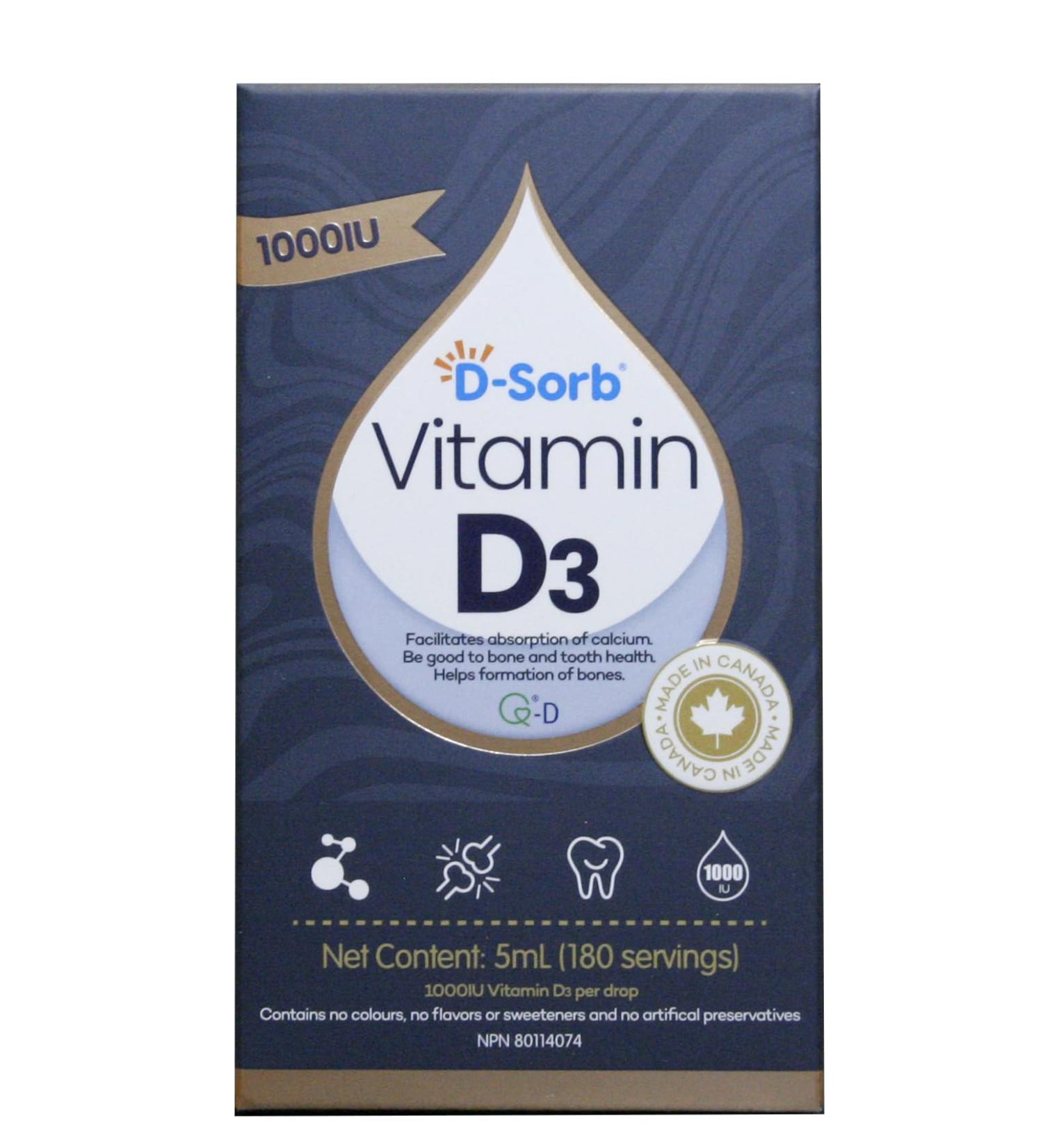 D-Sorb Vitamin D3 1000IU 5ml (180 servings) - Buy Online on SooperMarket.com