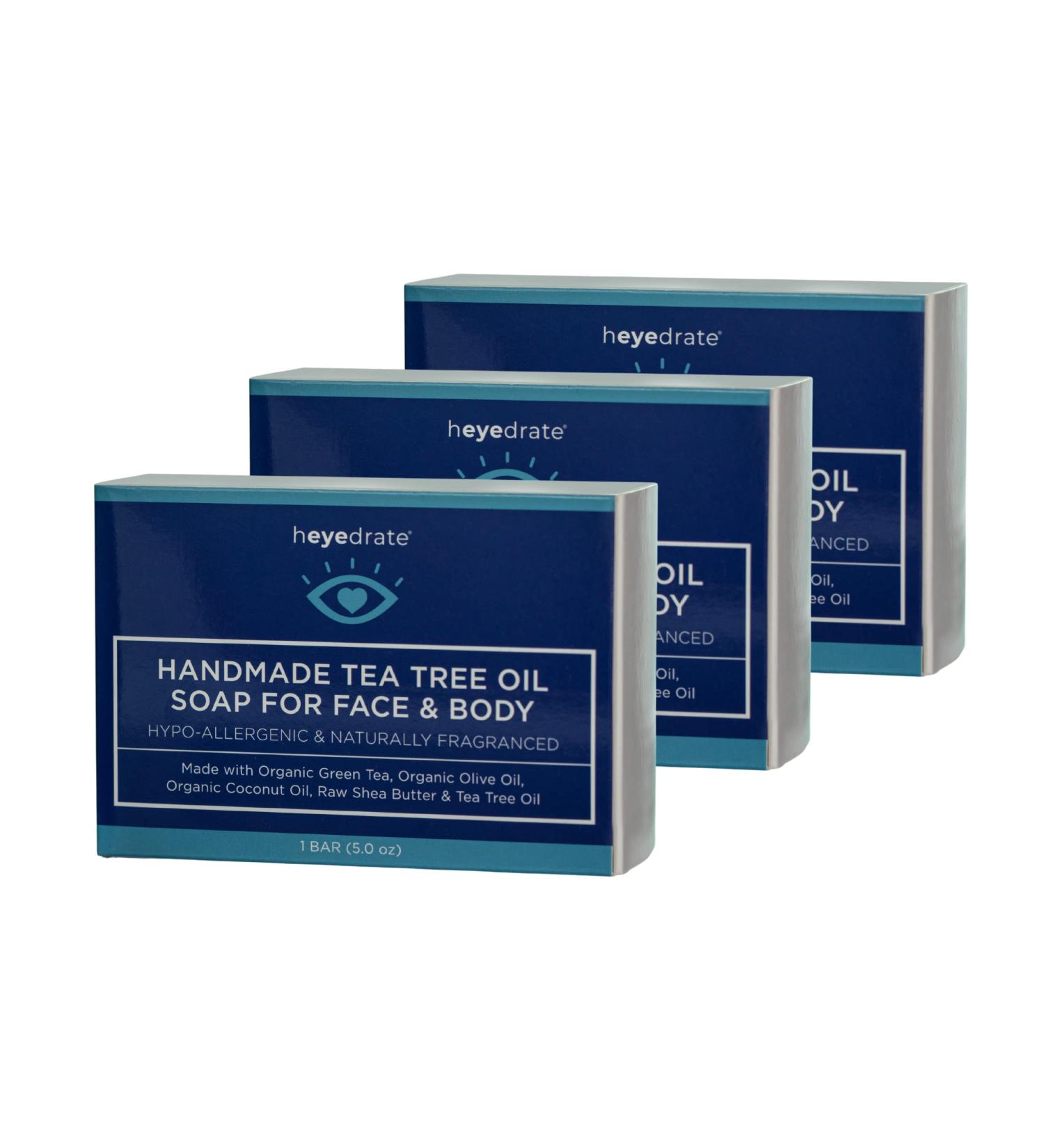 Organic Tea Tree Oil Face Soap and Eyelid Scrub (3 Pack) - Handmade Skincare Solution - Buy Online on SooperMarket.com
