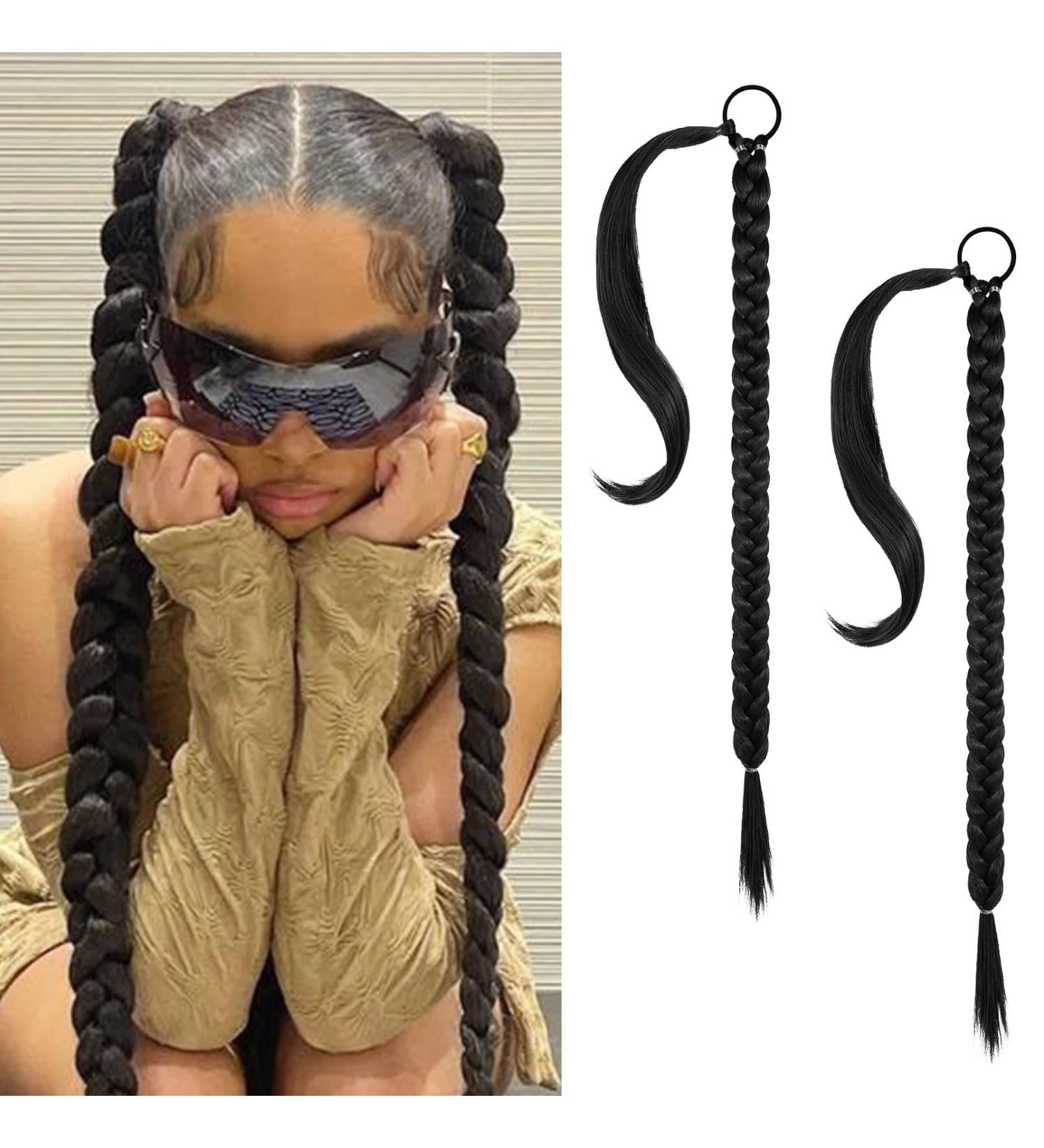 REECHO DIY Braid Ponytail Extension 2 Pack Long Straight Wrap Around Ponytail Hair Extensions Natural Soft Synthetic Hairpieces for Women - Black 140g 26Inch-140g(Pack of 2) Black - Buy Online on SooperMarket.com
