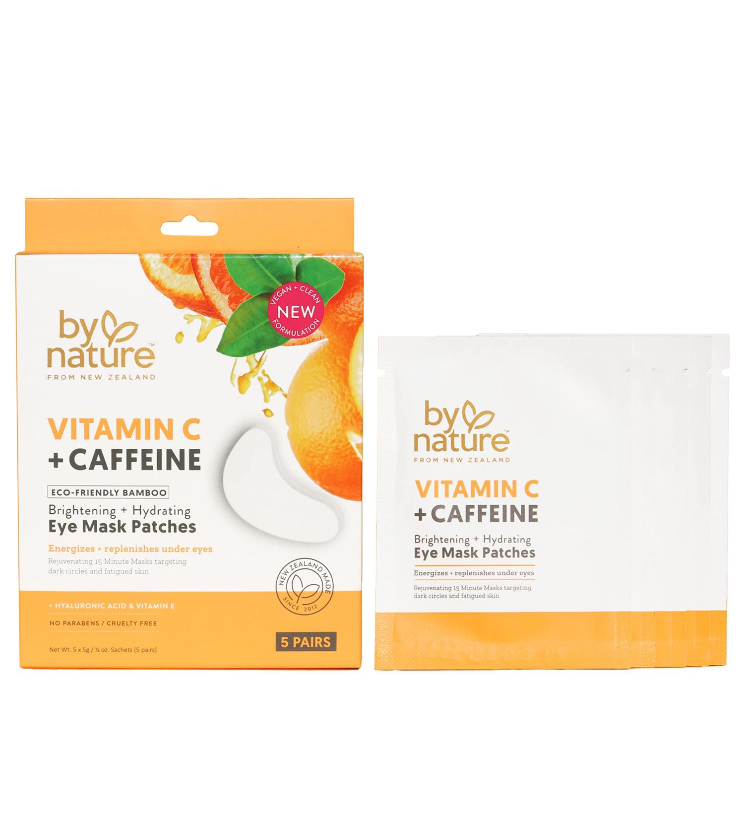 By Nature Vitamin C + Caffeine Under Eye Mask Patches - Brightening & Hydrating - 5 Pairs - Buy Online on SooperMarket.com