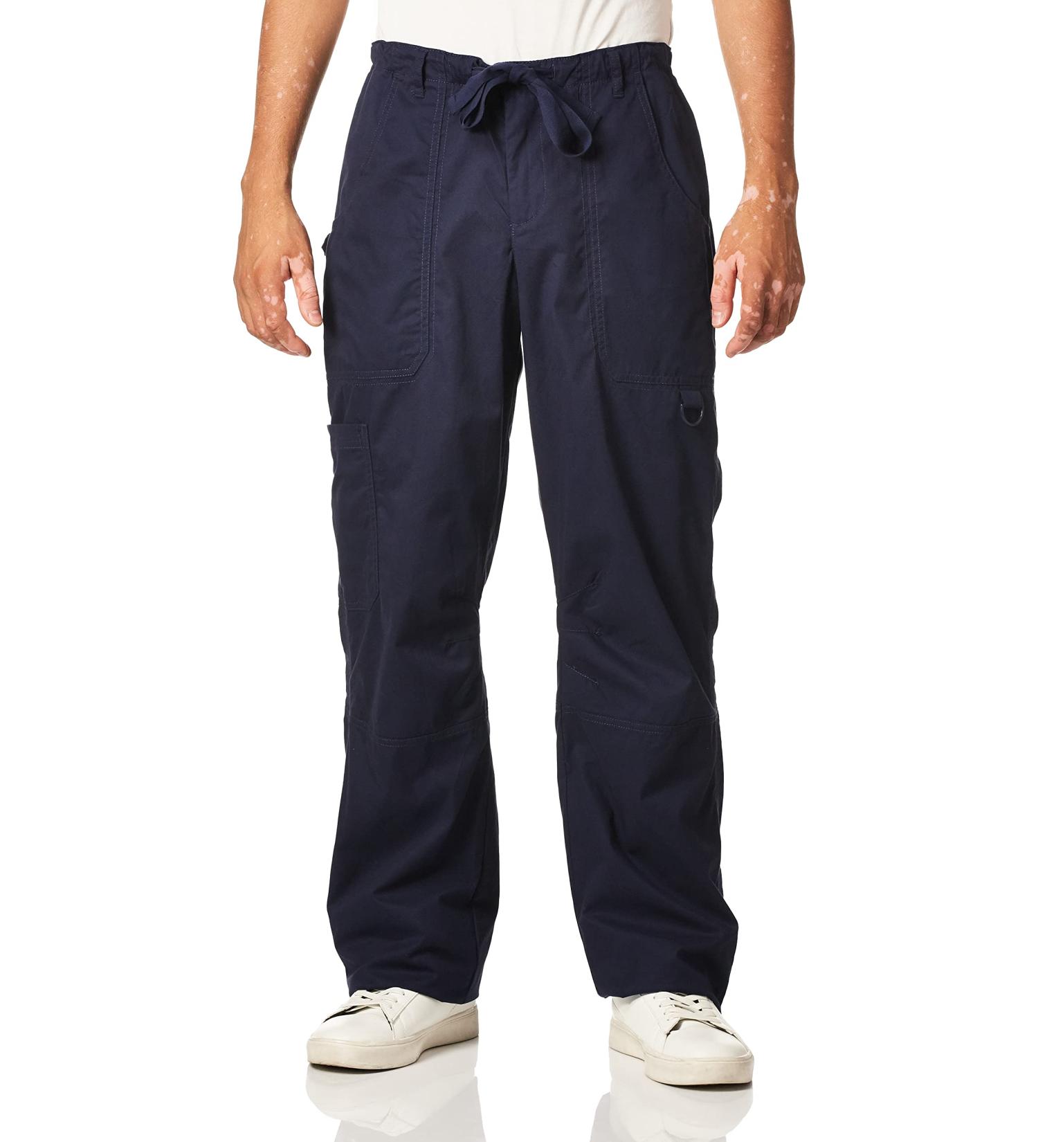 KOI James Men's Elastic Scrub Pants - Zip Fly, Drawstring Waist - Navy (Large) - Buy Online on SooperMarket.com