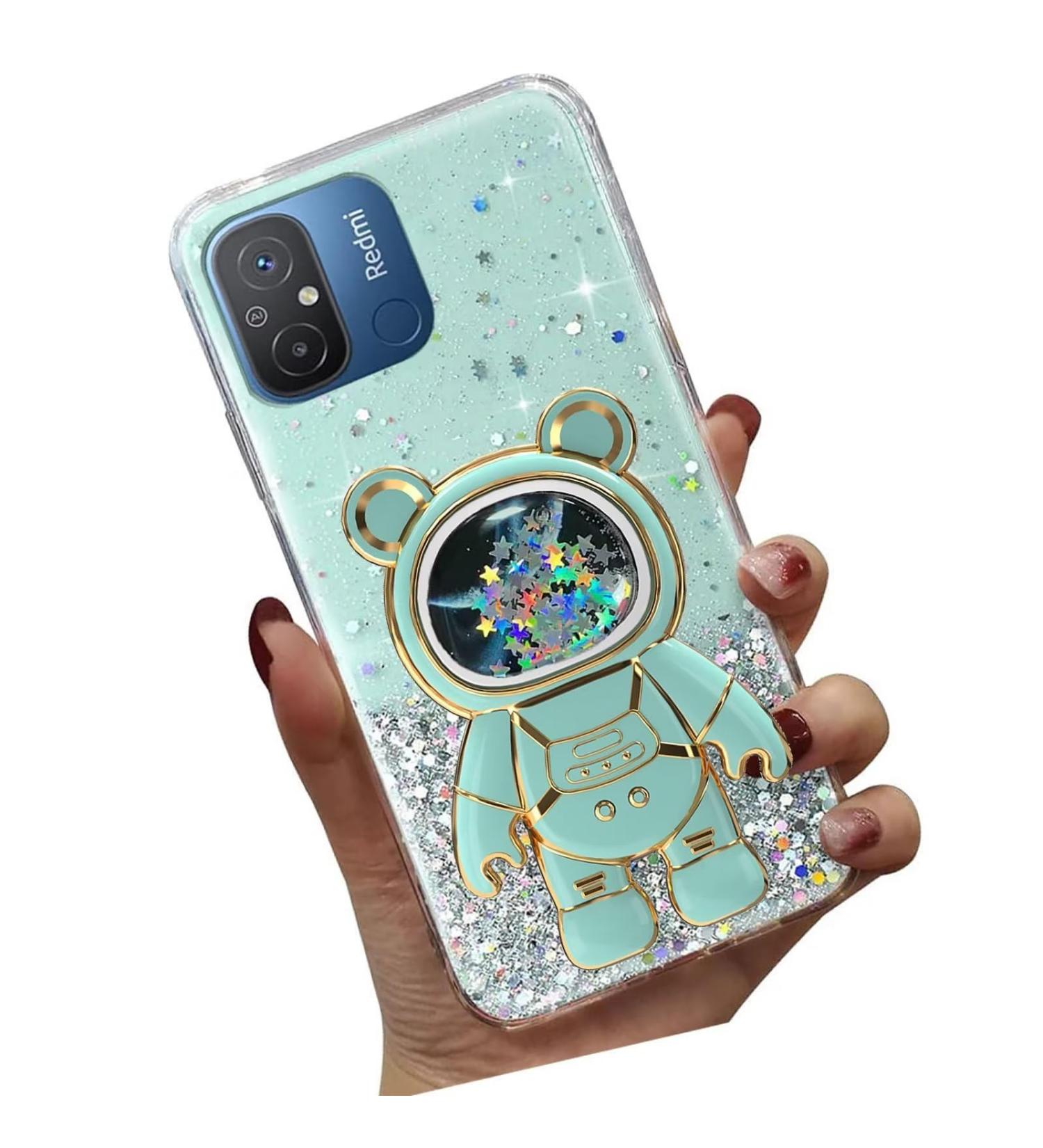 Shop Tivenfezk Nadoli Soft Silicone Case for Xiaomi Redmi 12c - Glitter Astronaut Stand Shell Transparent Protective Cover - Buy Online on SooperMarket.com