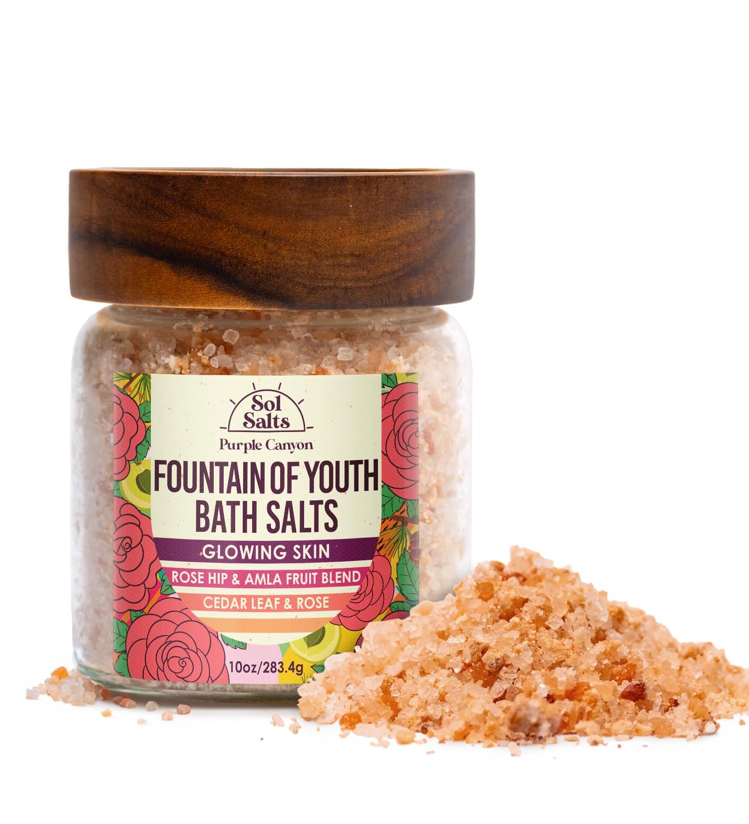 PURPLE CANYON SolSalts Fountain of Youth Bath Salts | Lavender Rose & Cedar Detox Soak with Epsom Salt for Glowing Skin - International Shipping Available - Buy Online on SooperMarket.com
