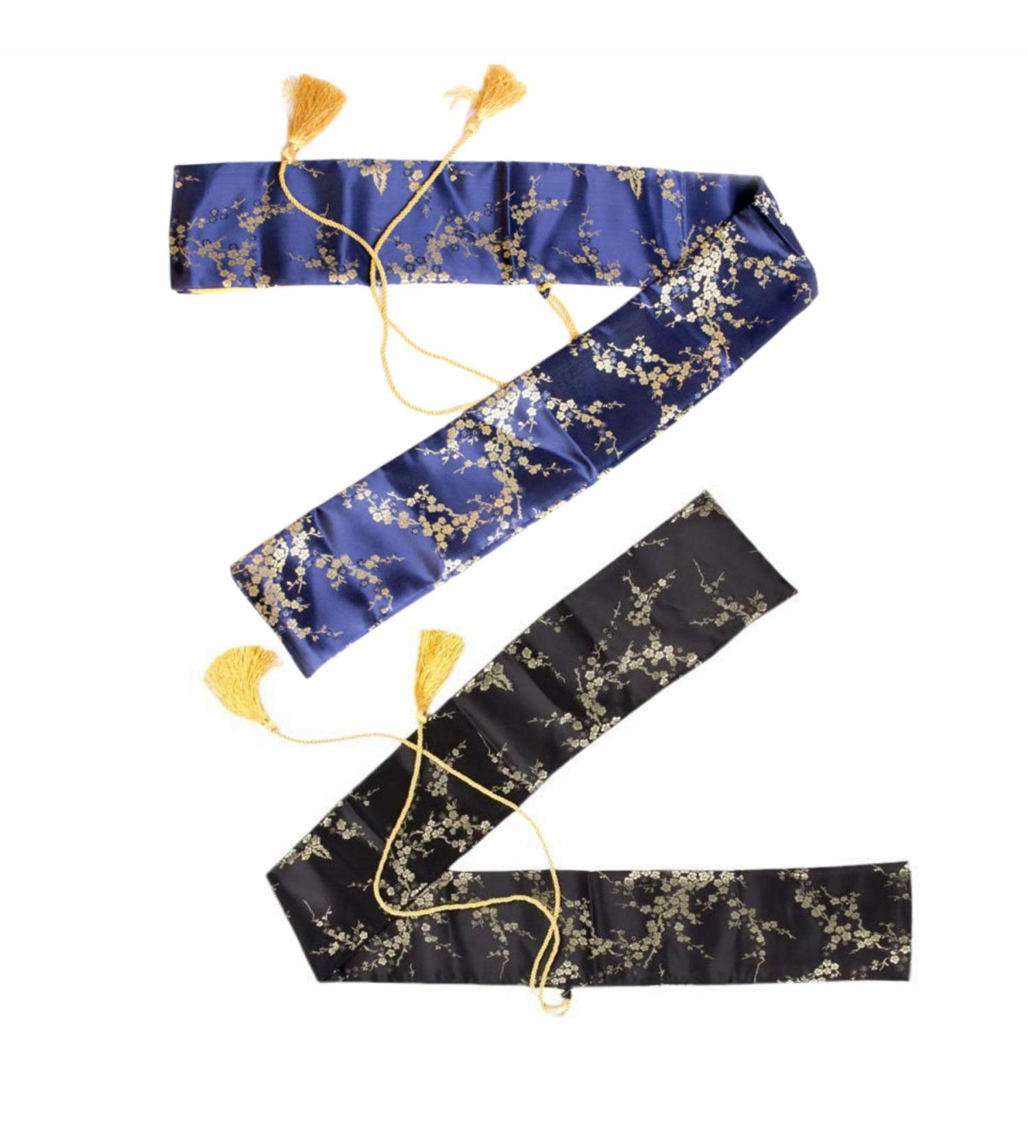 FLURSAILE 2pcs Sword Bag 51inch Synthetic Silk Katana Bag Sword Cover Carrying Case For Samurai Swords Plum Blossom Black & Blue - Buy Online on SooperMarket.com
