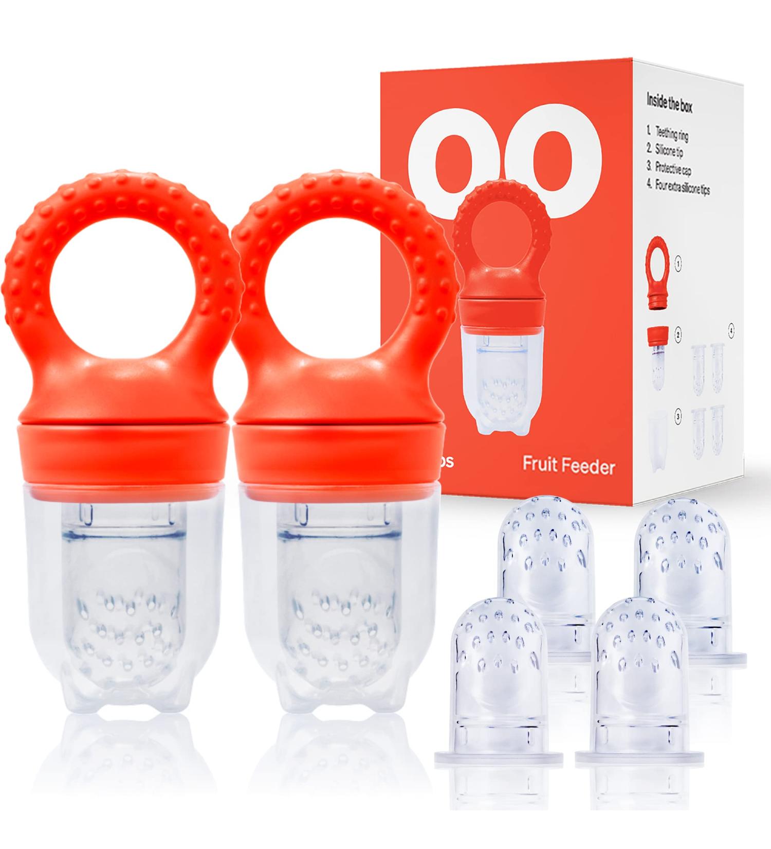 Love Noobs Baby Food Pacifier Feeder 2 Pack - Fresh Frozen Fruit Teether & Teething Toy - BPA Free Silicone Pacifier for Infant Feeding - Buy Online on SooperMarket.com