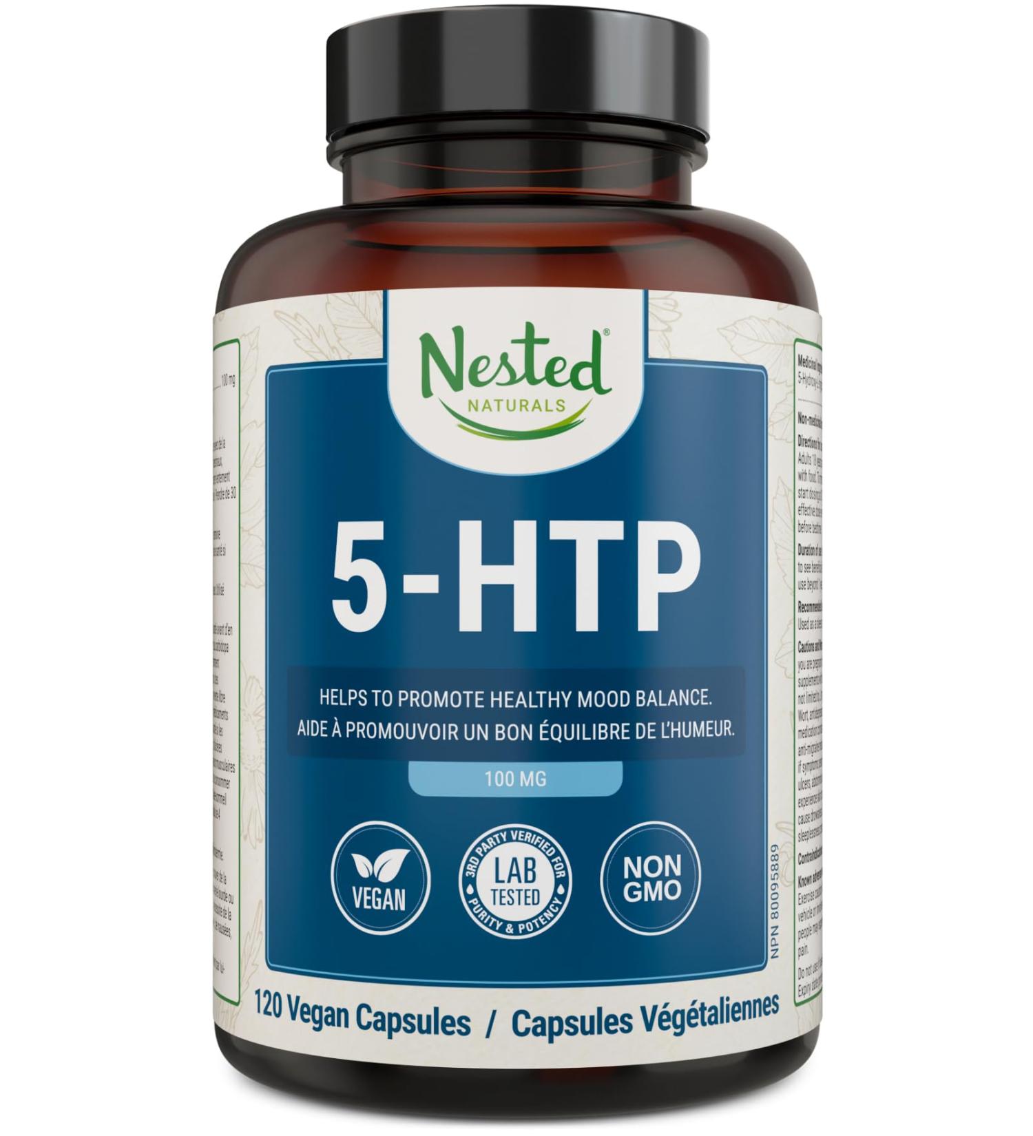 5-HTP 100 mg | 120 Vegan Capsules | Naturally Sourced Serotonin Booster | Healthy Attitude and Positive Mood Support Supplement - Buy Online on SooperMarket.com