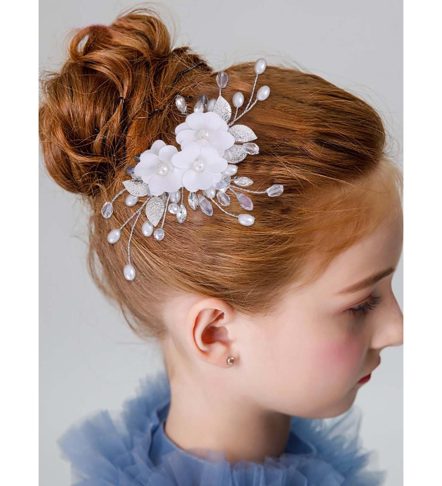 IYOU Princess Wedding Hair Combs White Flower Headpiece Pearl Bridal First Communion Hair Accessories for Girls - Buy Online on SooperMarket.com
