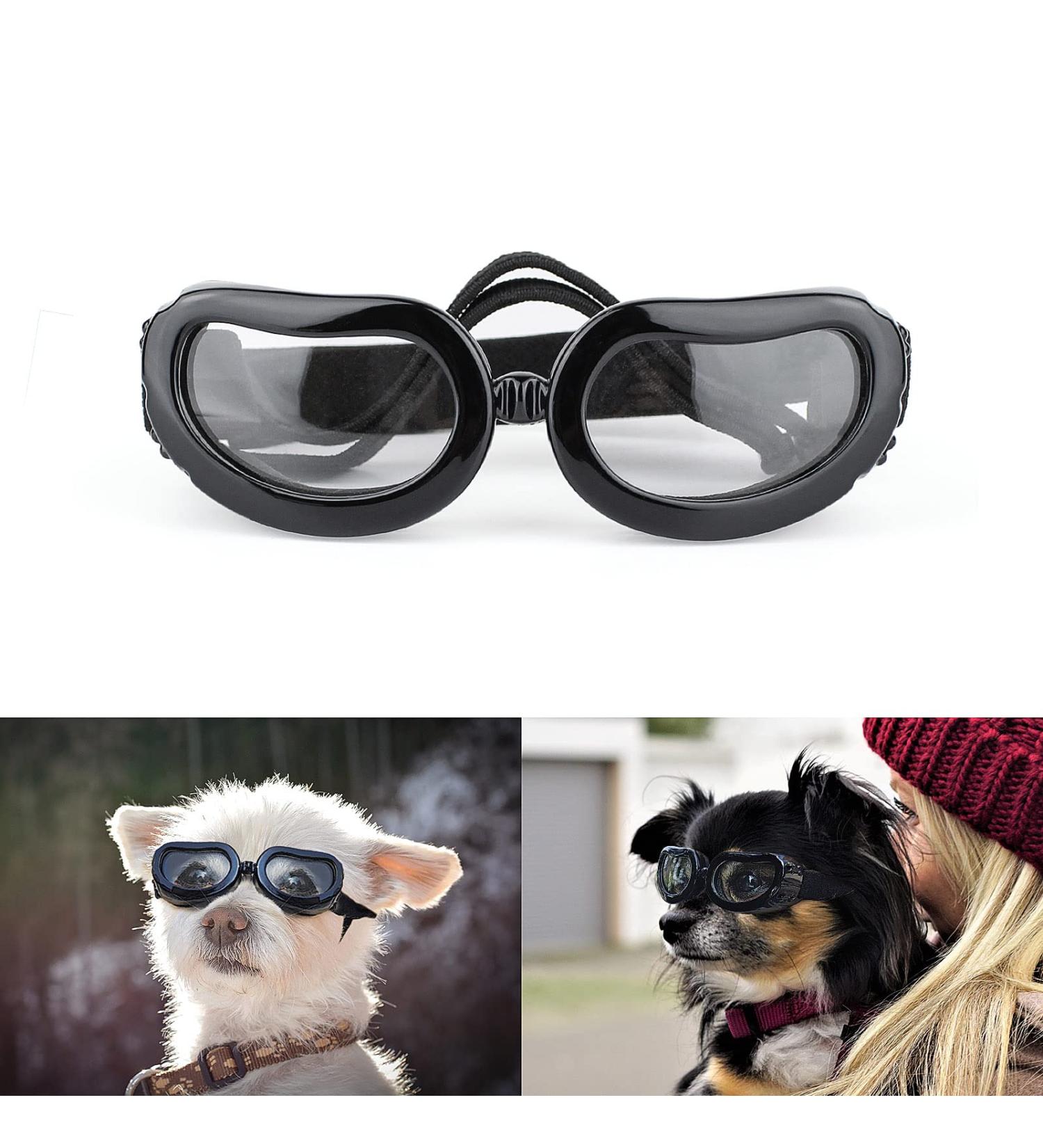 Small Breed Dog Sunglasses | UV Protection Goggles for Small Dogs | Wind & Dust Proof | Adjustable Straps | Clear Lens - Buy Online on SooperMarket.com