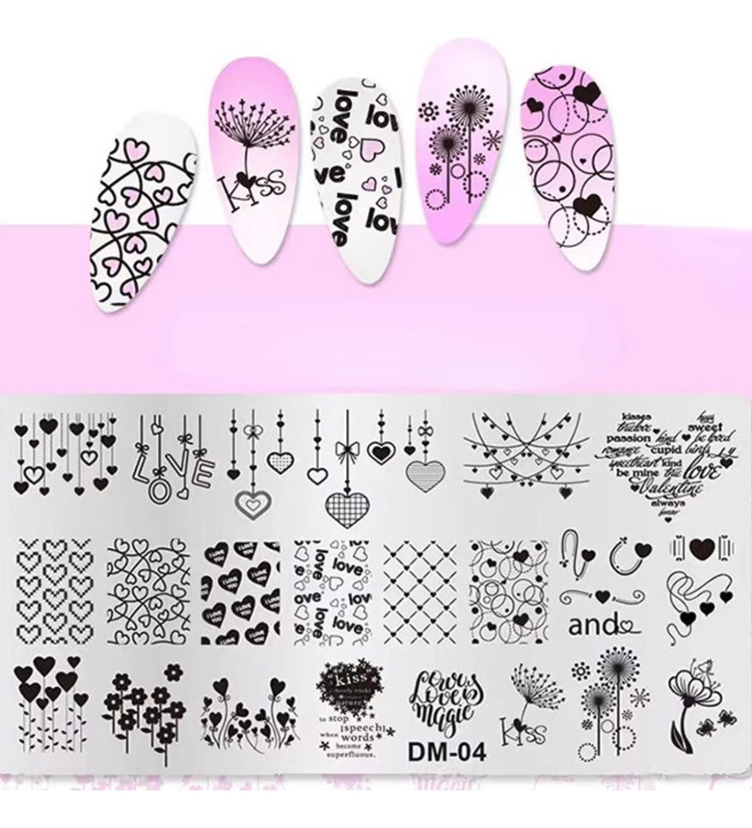 RUNRAYAY Nail Art Image Stamping Plates Valentine'S Day Love Heart Flower DIY Manicure Template Image Plate for DIY Nail Art - 6 x 12Cm B - Buy Online on SooperMarket.com