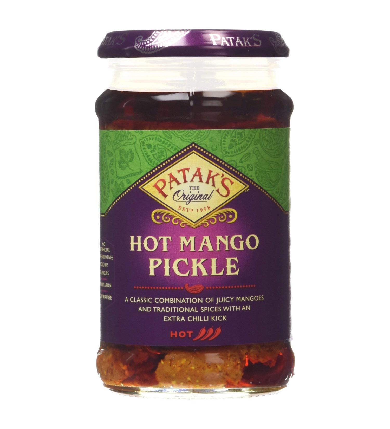 Pataks Hot Mango Pickle | A Fresh-Tasting Pickle | Aromatic Flavour | Spicy Kick | 283g | ( Pack of 2) - Buy Online on SooperMarket.com